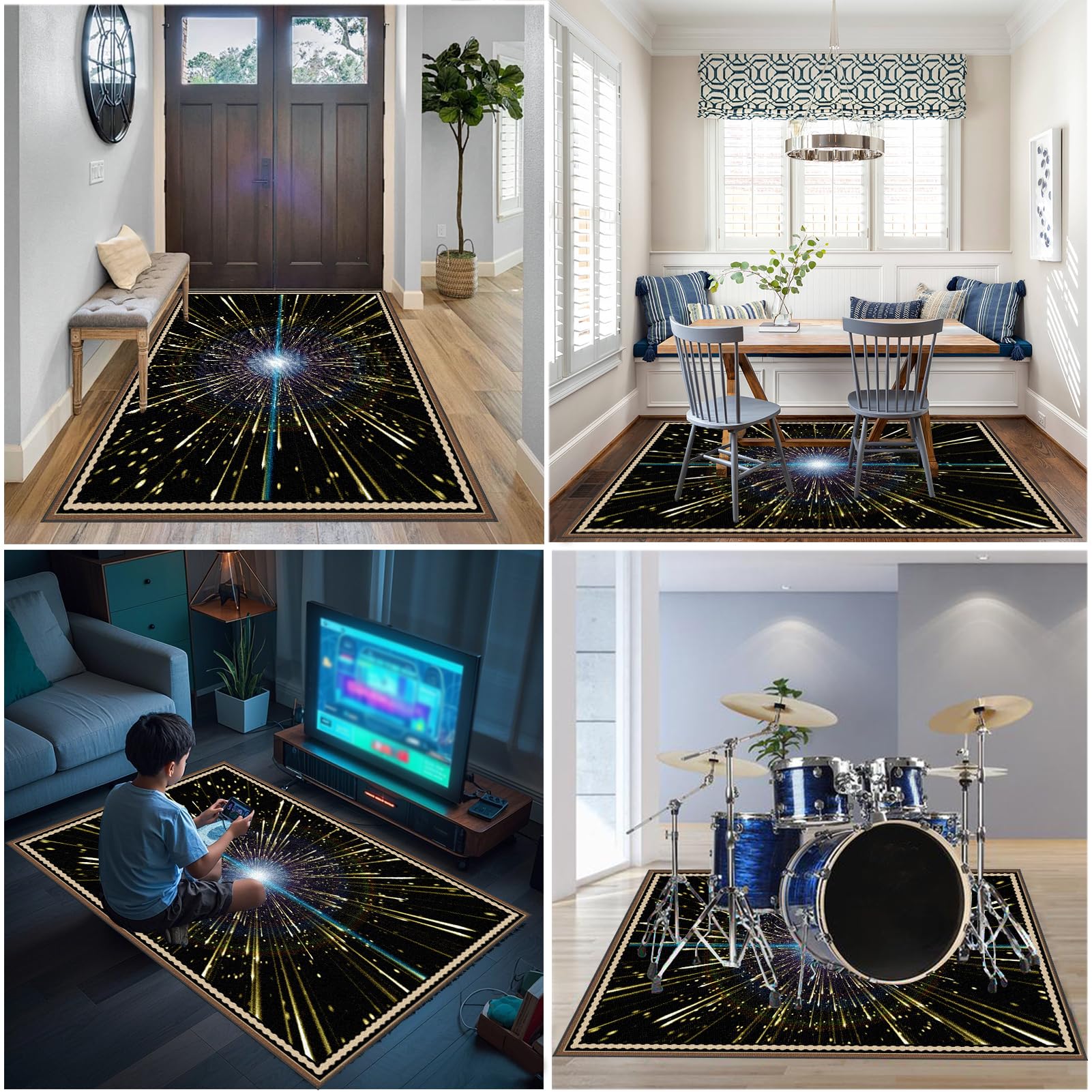 Elektrisches Schlagzeug Teppich Drum Teppich Professionelles rechteckiges Schlagzeugteppich Schallschutz Trommelmatte Music Carpet Innen und Außen Trommelteppich für Studio Wohnung 120 x 100 cm
