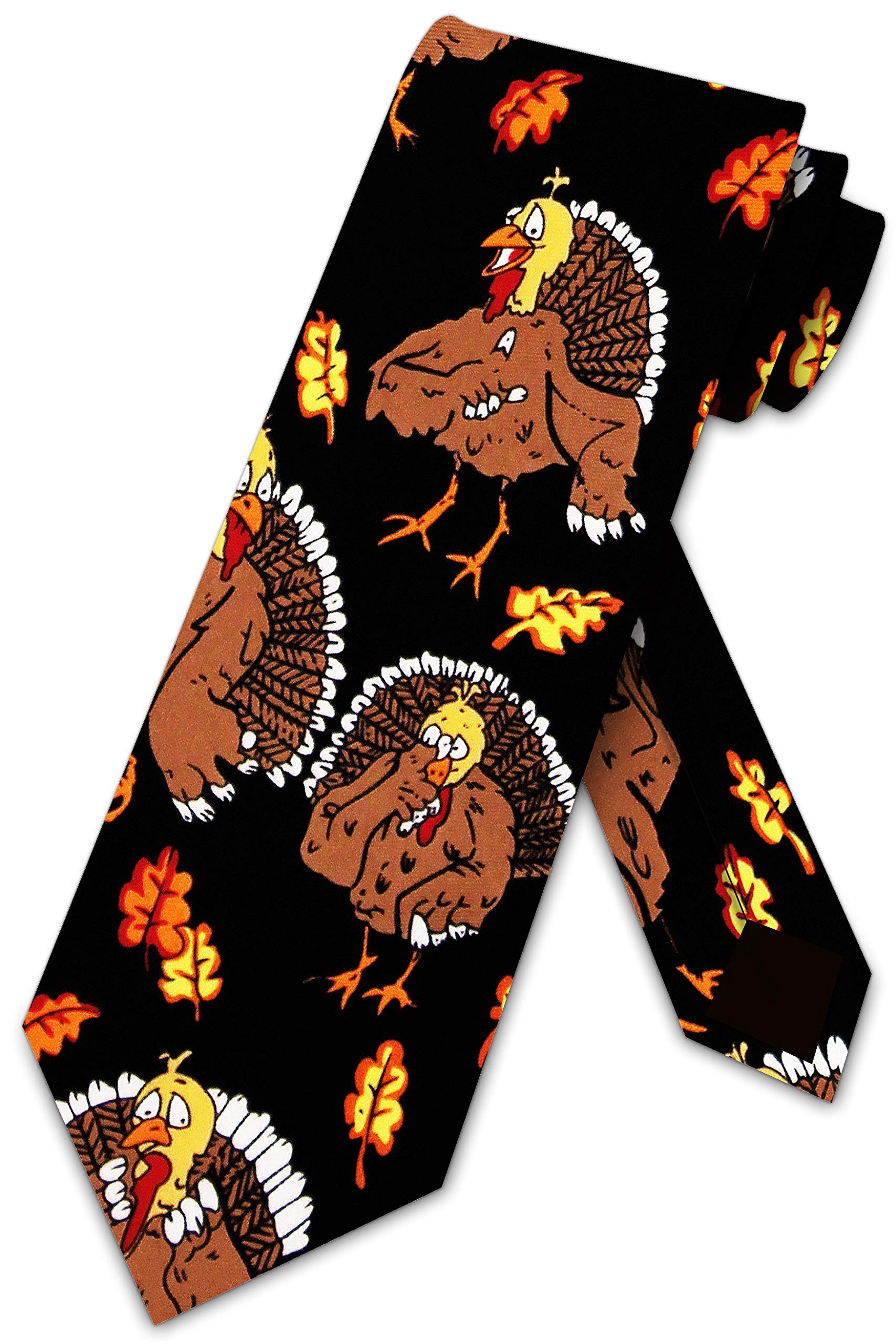 Thanksgiving Krawatten Truthähne Krawatten, Schwarz, Adult size - approximately 57 inches long