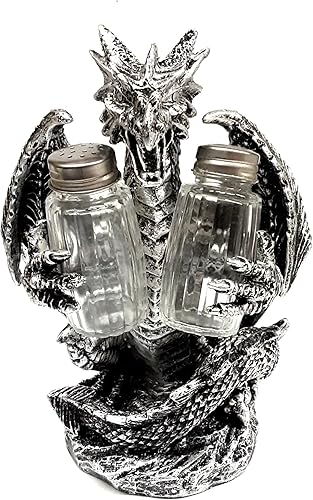 Juego de salero y pimentero medieval con soporte para decoración de mesa de cocina