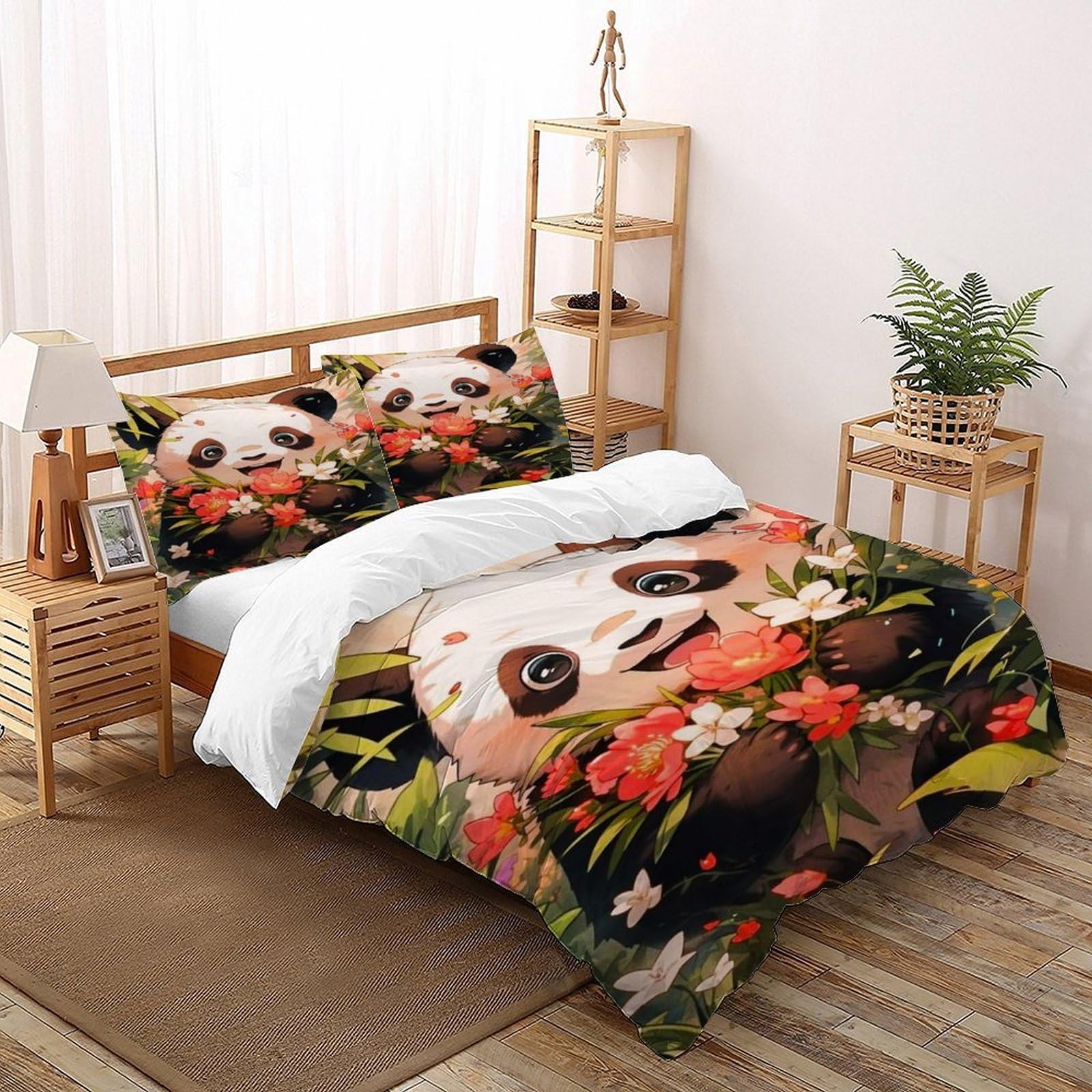 Housse de couette panda motif animal 3D en literie microfibre super king size