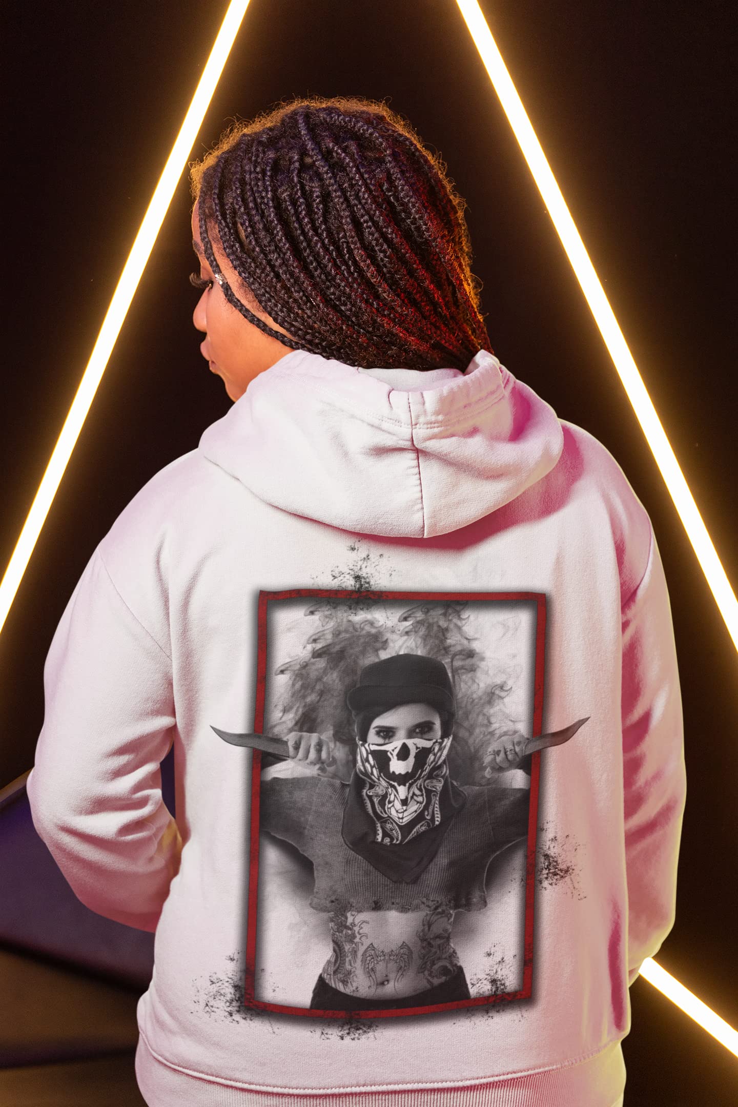 knut Fashion & Streetwear Nowoczesna, przytulna bluza z kapturem, damska bluza z kapturem, z motywem tatuażu, z kapturem, rockowy, z długim rękawem, rozmiary XS-XXXL