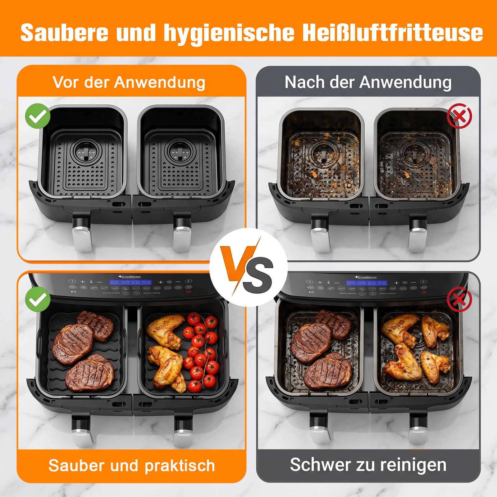 24 sztuki akcesoriów Ninja Airfryer, forma silikonowa do frytkownicy na gorące powietrze, akcesoria do Ninja Foodi Max Dual Zone AF400EU AF300EU 7,6-9,5L, wkładka silikonowa do frytkownicy Air Fryer