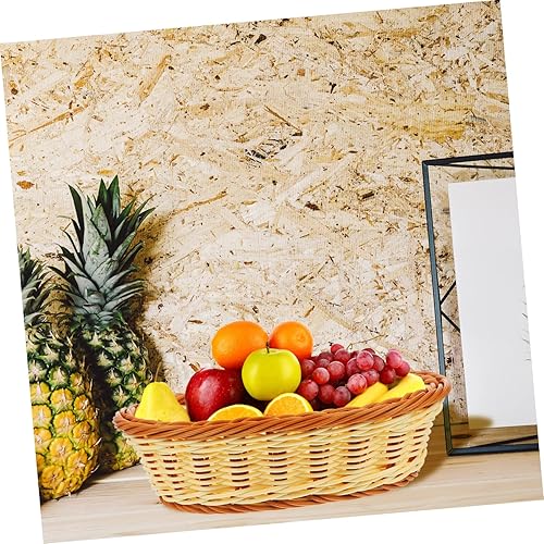 Miniatura 9 de Amosfun 2pcs Rattan Fruit Basket Dry Fruit Basket Seagrass Candy Basket Easter Egg Baskets Countertop Pantry Baskets Potato Holder Hamper Bread