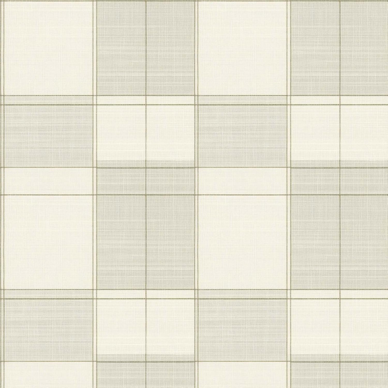 Neutral Plaid Peel and Stick Wallpaper, Modern Minimalist Checkered Self-Adhesive Vinyl Wallpaper for Home Decor – Waterproof, 17.7" x 118"