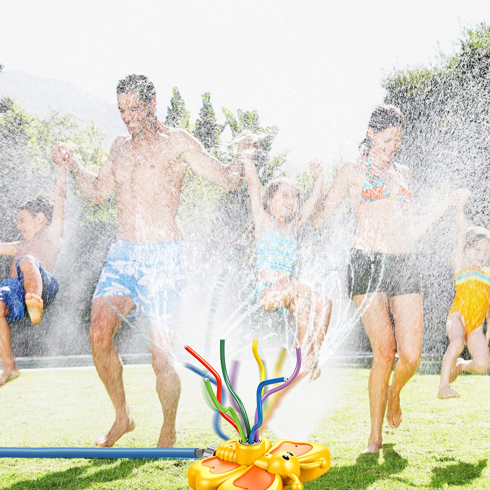 Wassersprinkler für Kinder, Schmetterling Wasserspielzeug Kinder Outdoor, Wasserspielzeug mit Wackelschläuchen, Süßer Schmetterling Wassersprinkler Garten Rasensprenger, für Jungen Mädchen
