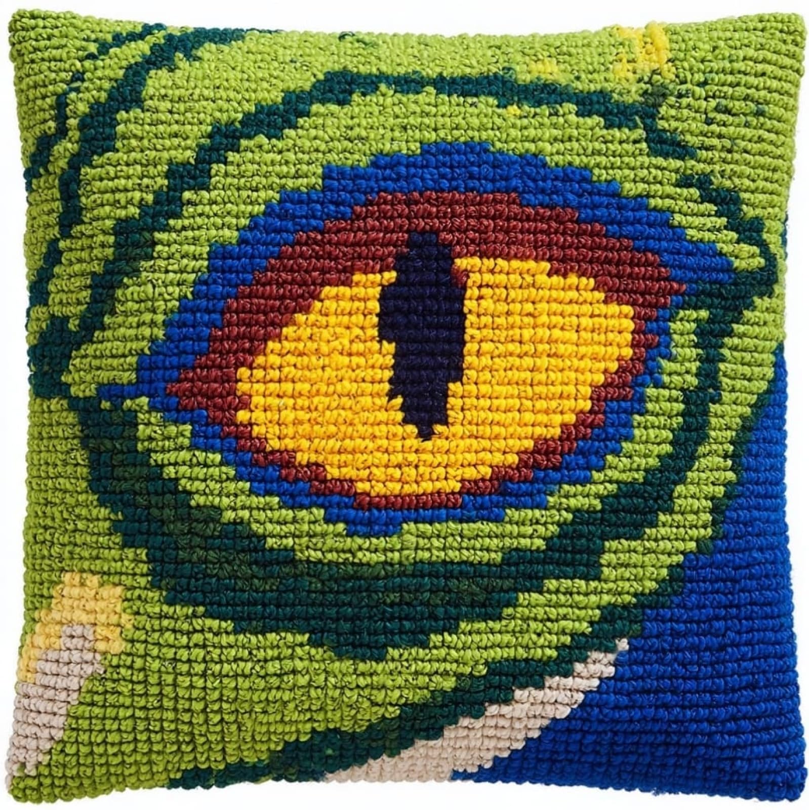AxiangziK DIY Latch Hook Pillow Kit,Cartoon Lizard 17x17inch Printed Pillowcase Crochet Yarns Hooking Handmade Cushion for Home Sofa Decoration