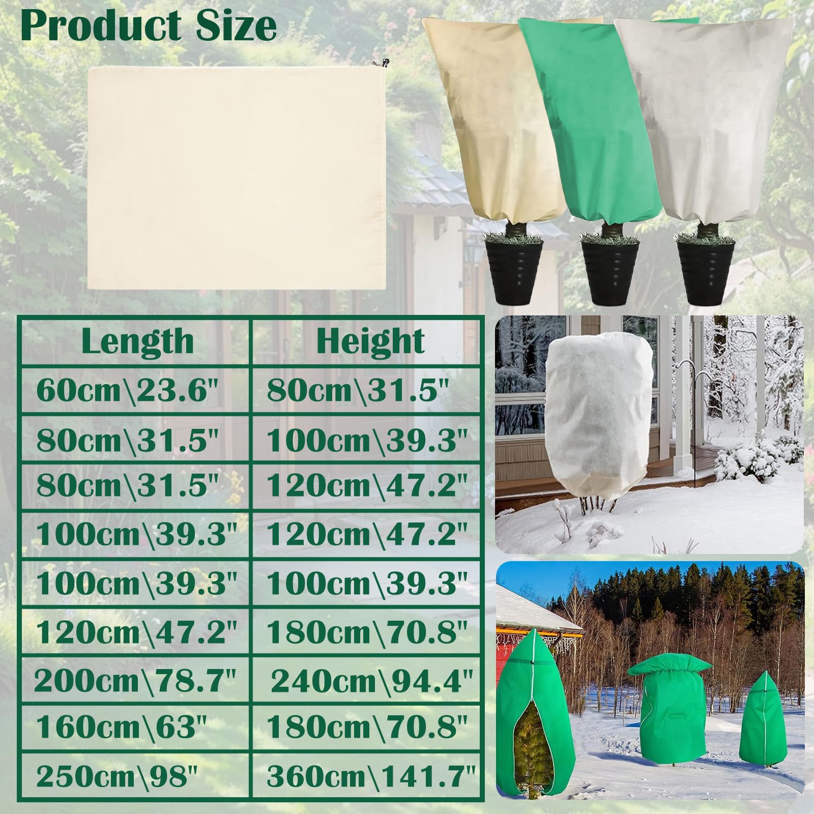 Lot de 2 Voile Hivernage Plante Exterieur, Protection Hivernale Respirante avec Fermeture Éclair pour Arbres en Pot Olivier Palmiers (Blanc,250 * 360cm (1 PCS))