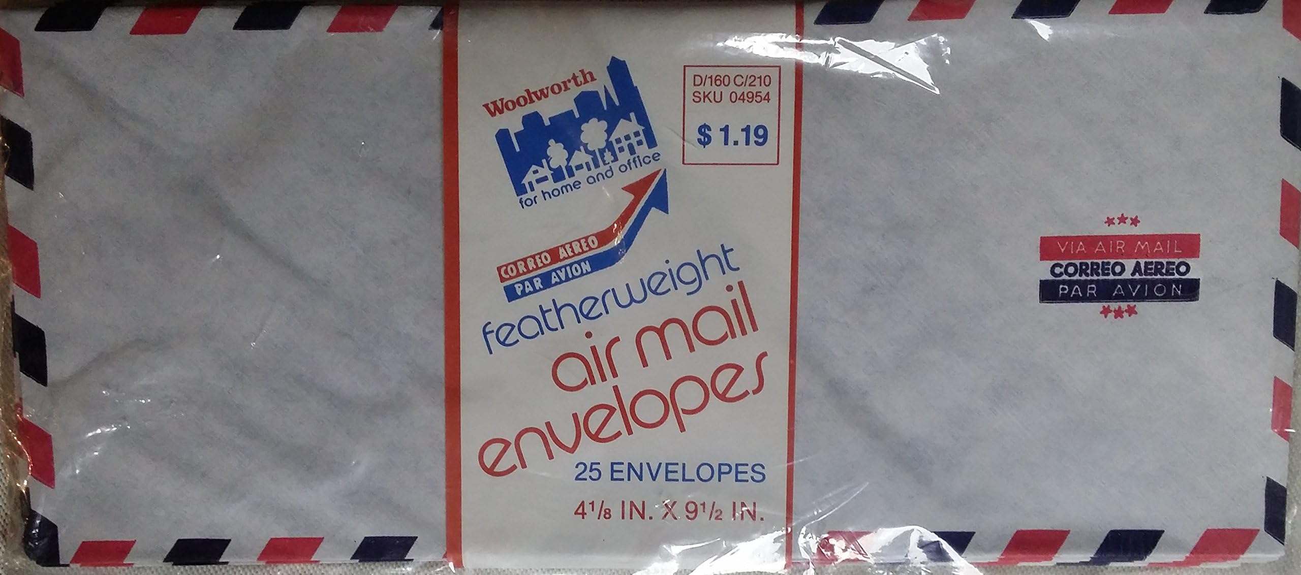 Vintage Air Mail Envelopes 4 1/8" x 9 1/2" pack of 25 - Via Air Mail / NEW
