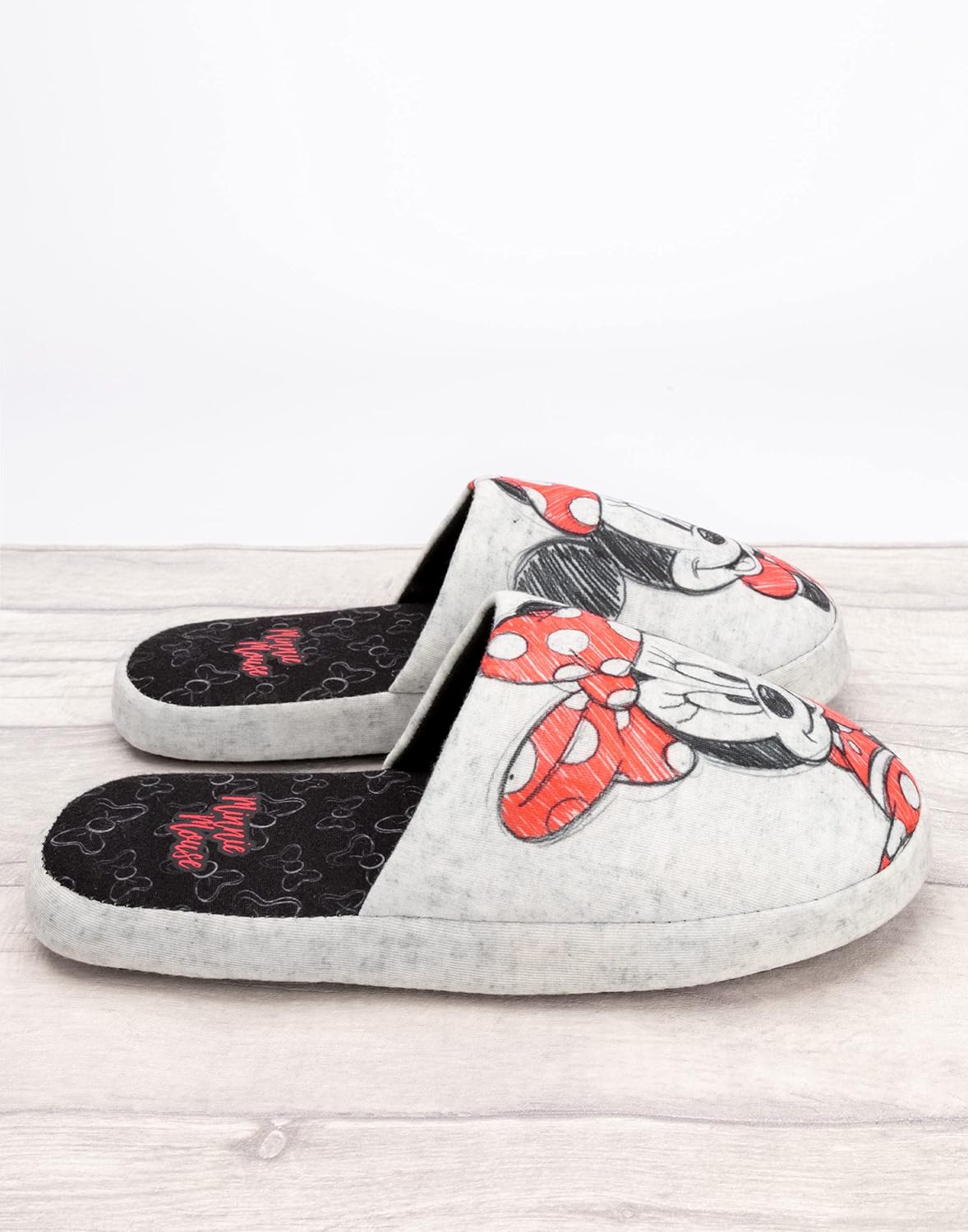 Disney Minnie Mouse Slippers Womens Slip-On Grey House Shoes - Image 5
