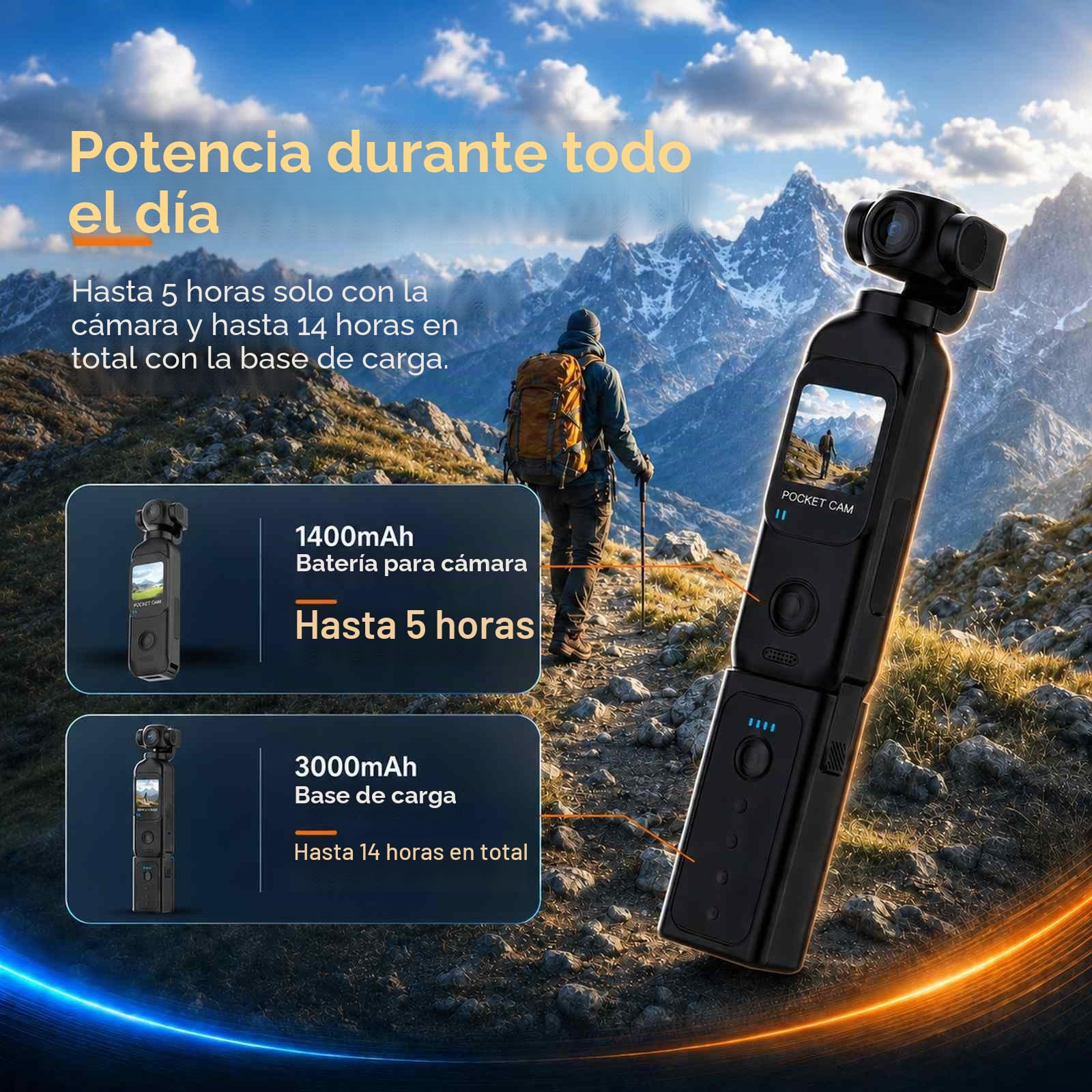Cámara de vlogging con objetivo giratorio de 270°, cámara de bolsillo con grabación de audio y vídeo, batería de 14 horas, cámaras PV portátiles de 64 GB, grabación fácil con un botón