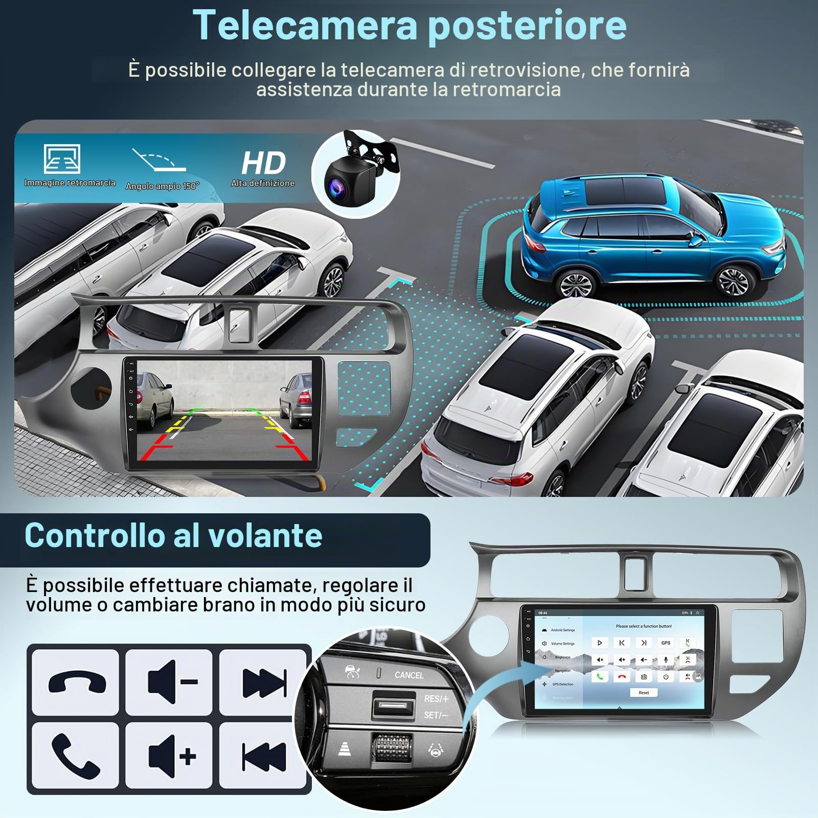 8 Core 4G+64G Autoradio per Kia Rio 2012-2015 con Senza Fili Carplay e Android Auto, 9 Pollici Android Stereo Auto con WiFi/GPS/Bluetooth 5.1/DPS Hi-Res/FM RDS