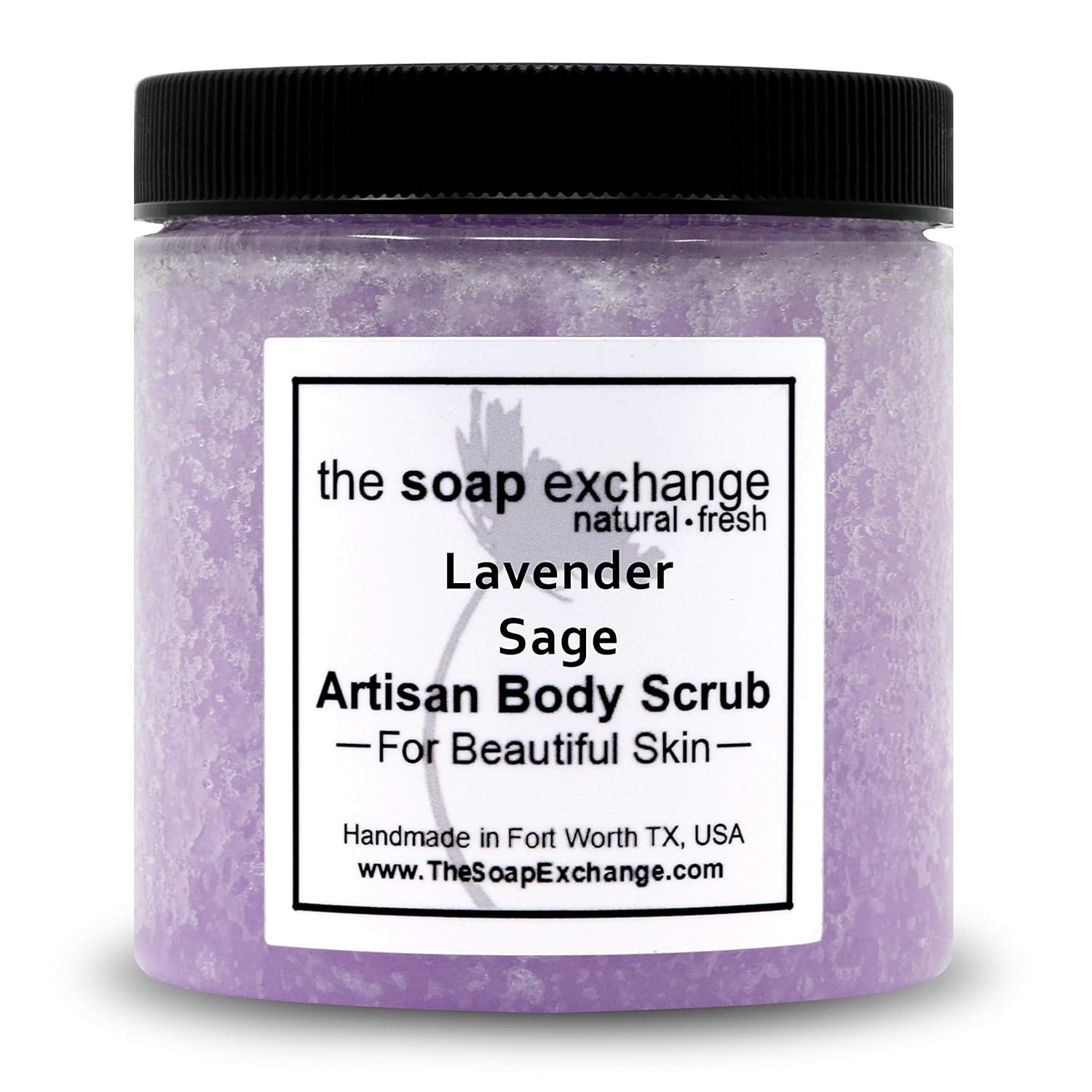 The Soap Exchange Sugar Body Scrub - Lavender Sage Scent - Hand Crafted 16 fl oz / 480 ml Natural Artisan Skin Care, Shea Butter, Exfoliate, Moisturize, & Protect. Made in the USA.