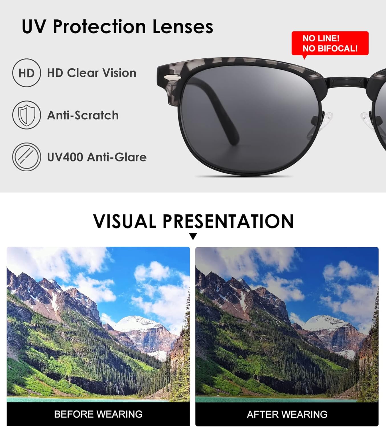 2 Pack Sunglasses Readers for Men Women Vintage Full Lens Reading Sunglasses Outdoor Magnifying Glasses NON BIFOCAL 1.75x - Image 4