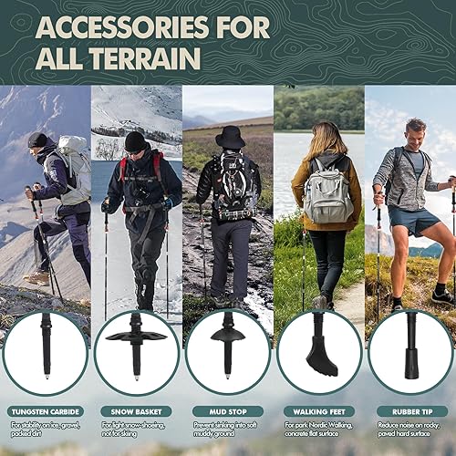 Miniatura 6 de GPTCAMP Bastón nórdico, TPZ-1, 2 bastones de senderismo plegables plegables con bloqueo rápido de metal, mango de corcho, bastones de senderismo