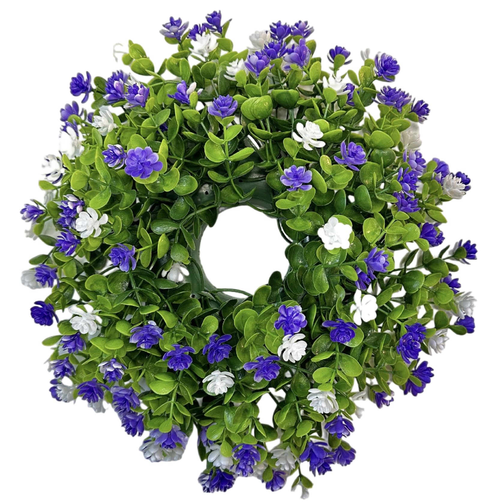 Uanqfegy Spring Wreath - 13" Floral Door Wreath with Eucalyptus & Ranunculus, Farmhouse Decor, Purple and White