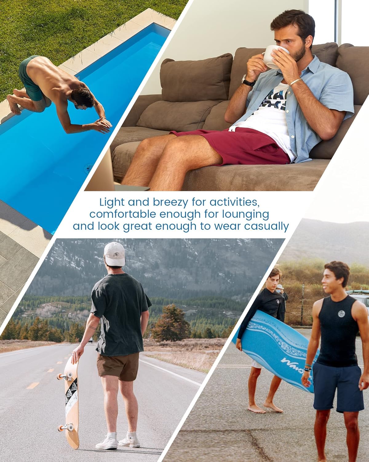 maamgic Men's 5 inch Inseam Shorts Pull-On Relaxed Fit Comfort Stretch Short Shorts with Pocket - Image 2