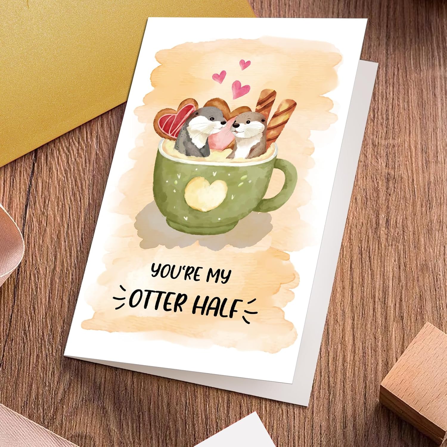 Cute Otter Half Valentines Day Card for Husband Wife, Punny Anniversary Card for Him Her, Funny Birthday Cards Gift - Image 4