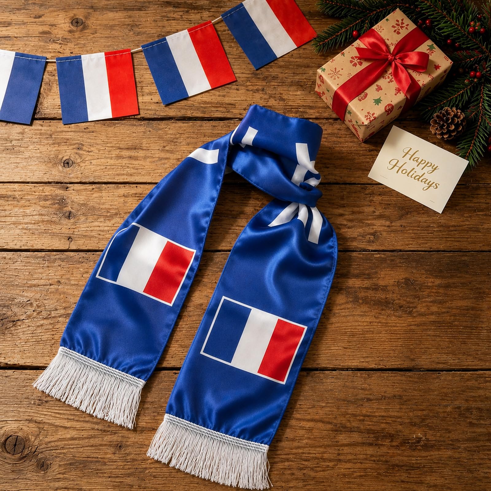 Écharpe de Supporter France 136x15 cm - Écharpe de Foot Couleurs Bleu/Blanc - Accessoire Fan Coupe du Monde 2026