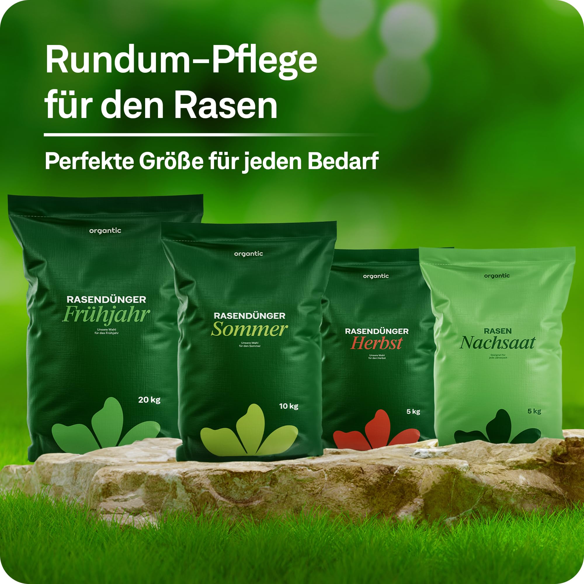 organtic Herbstrasendünger 20kg - Rasendünger mit Kalium für Herbst & Winter - Unterstützt sattgrünen Rasen, Moosverdrängung & starke Rasengräser - Für organische Rasenpflege im Garten