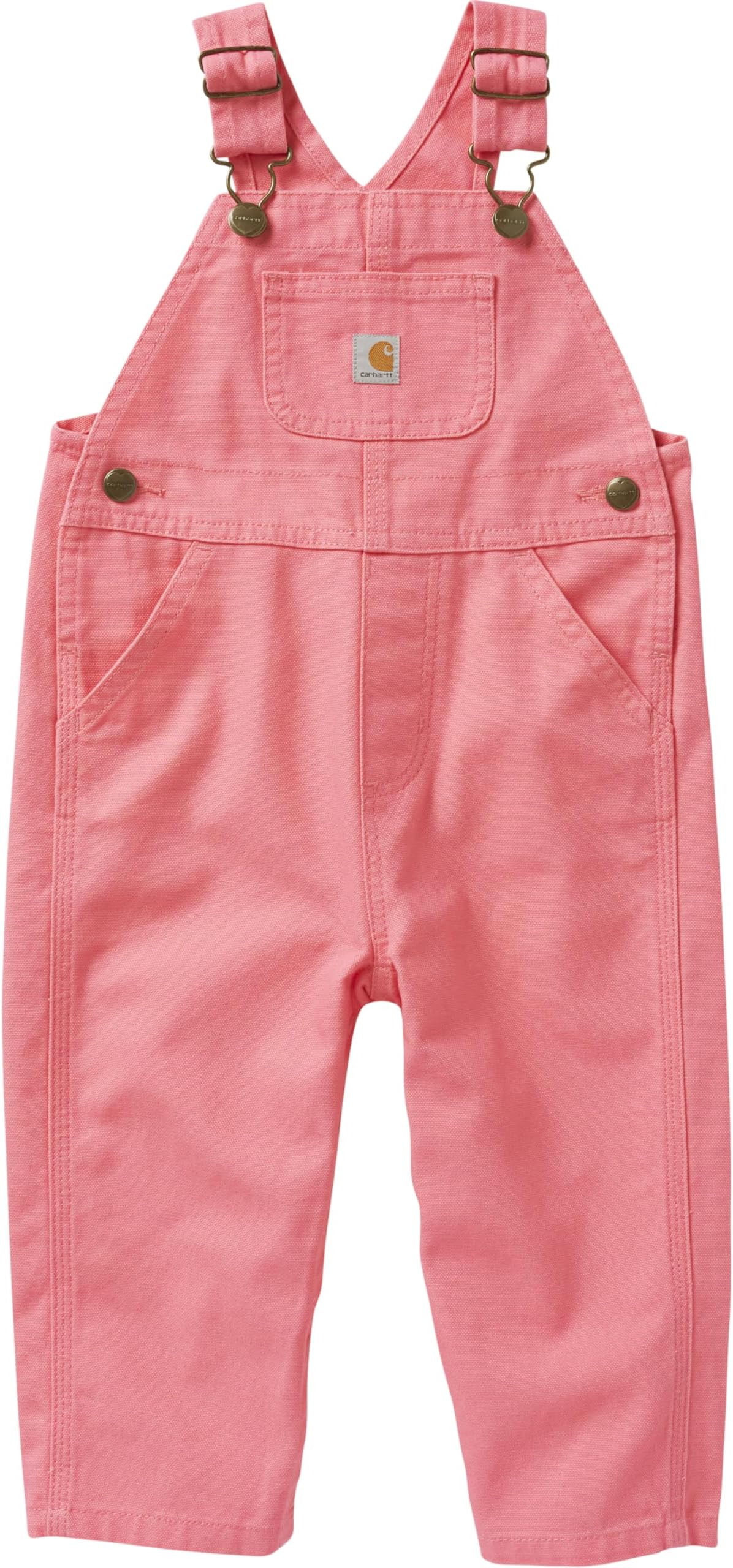 Toddler Girls Unlined Canvas Bib Overalls, Pink Lemonade, 2T