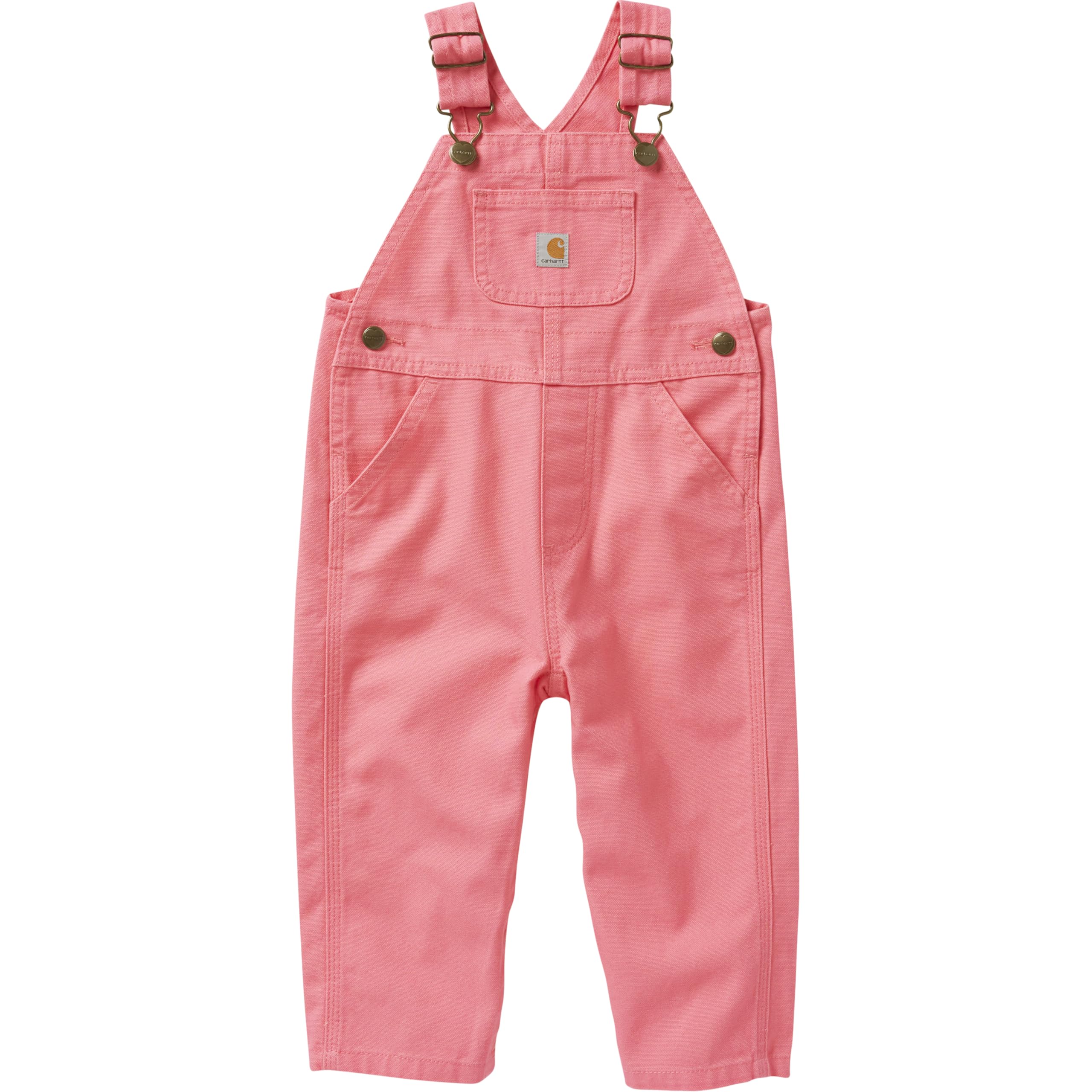 Carhartt Girls' Bib Overalls (Lined and Unlined), Pink Lemonade, 18 Months