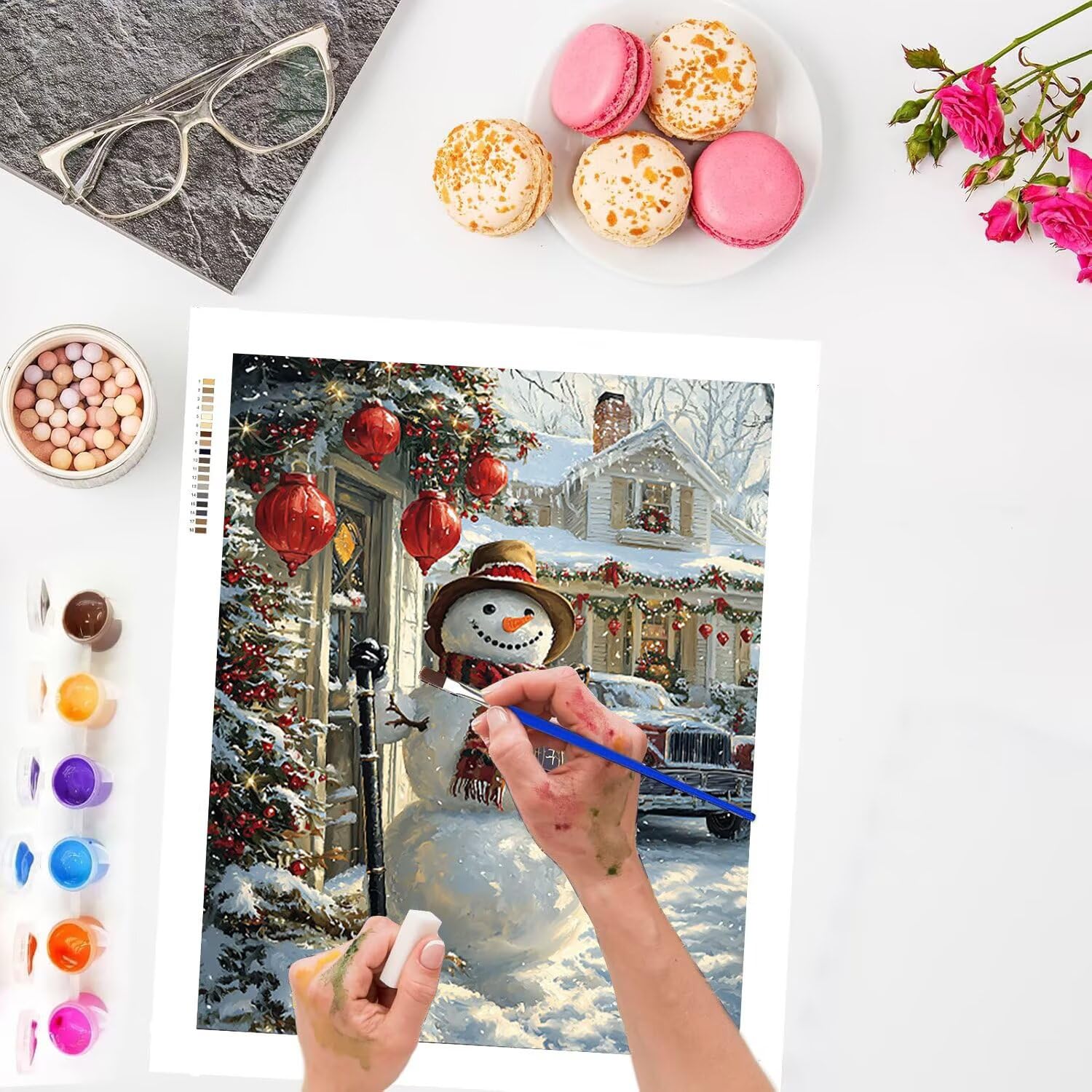 Pupazzo di neve di Natale Dipingere con i Numeri per Adulti, 70x90cm a-880