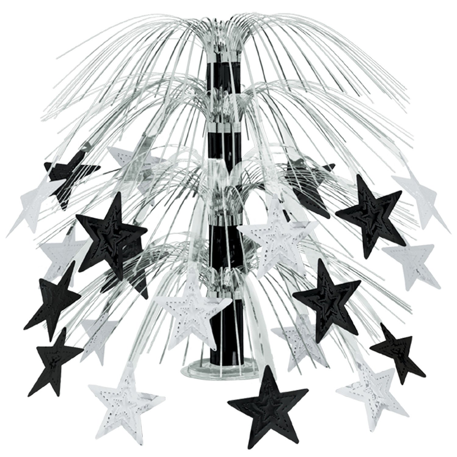 Beistle Star Cascade Centrepiece, Black/Silver, 18"