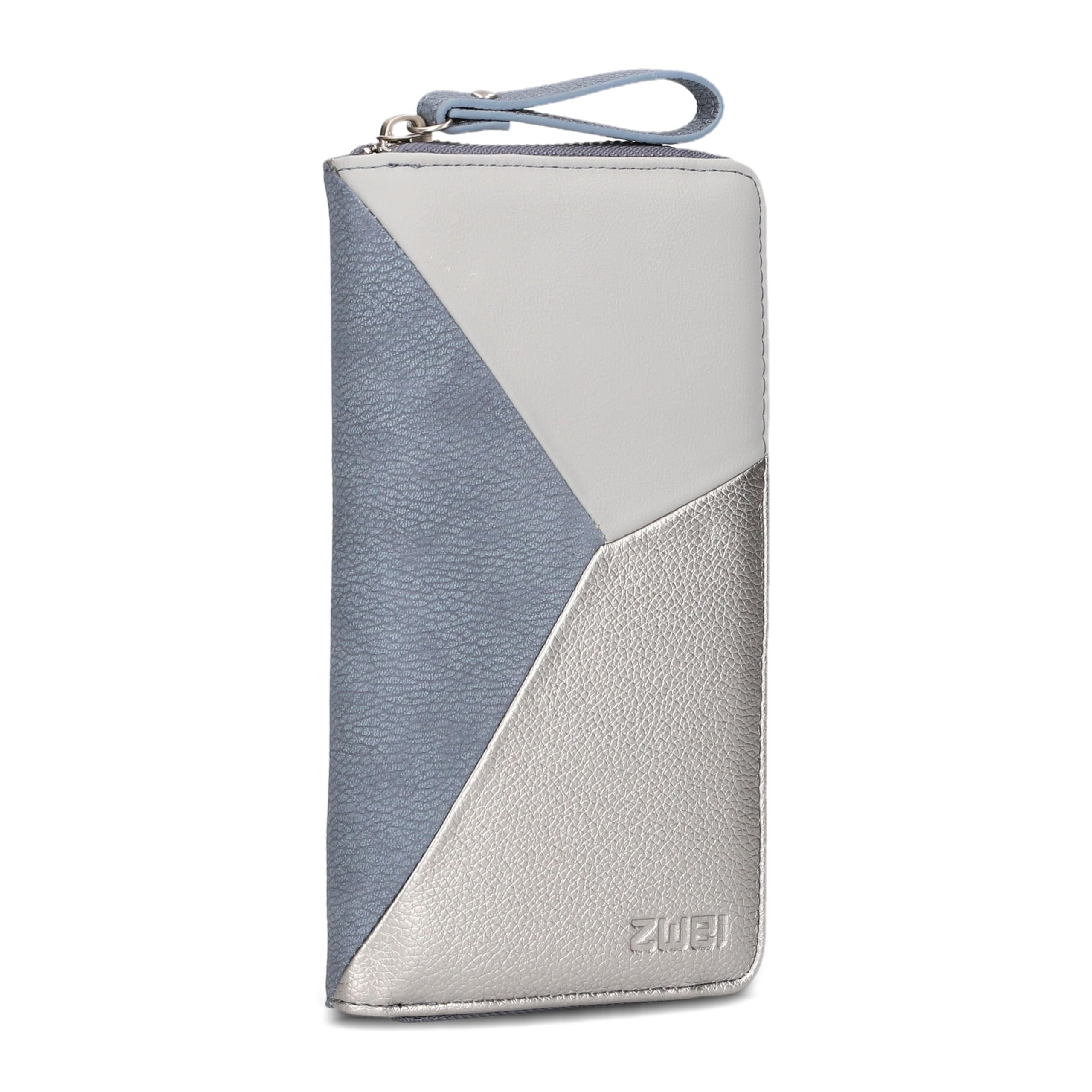 Zwei Damen Geldbörse JANA J2 Wallet 20 x 11 cm hochwertiges Kunstleder im Tricolor-Design, Portemonnaie mit 12 Kartenfächern, Münzfach, Sichtfach für Ausweise, mit umlaufenden Reißverschluss