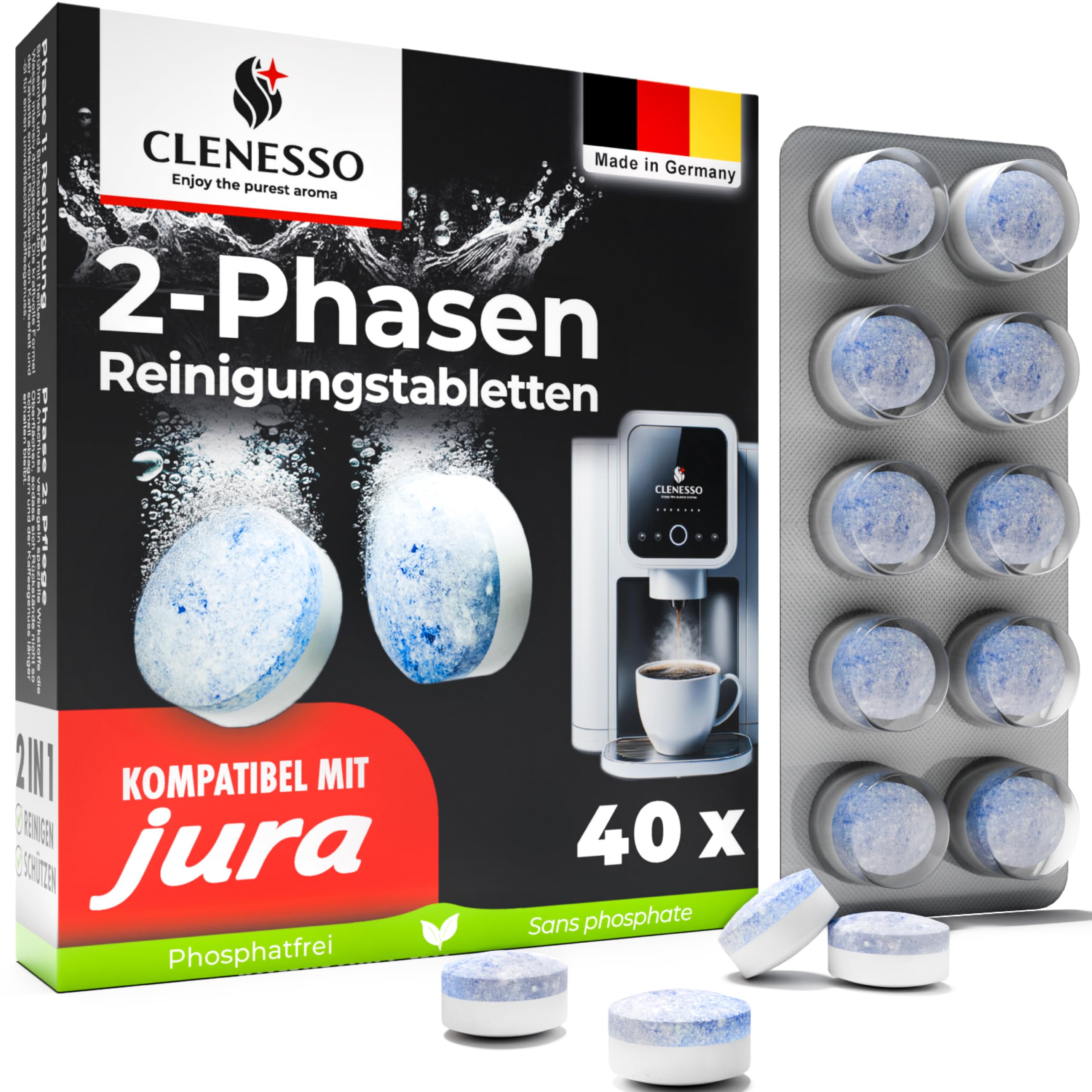 CLENESSO Entkalkungstabletten Für Kaffeevollautomaten (50 Stück) – Entkalkertabs Kompatibel Mit