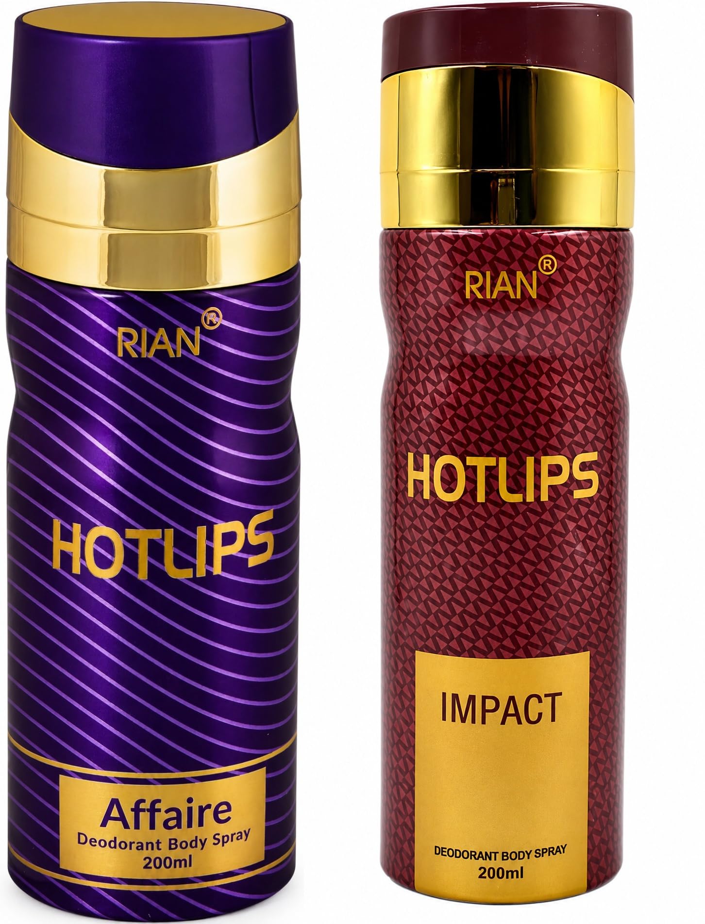 RIAN Hotlips Affaire & Impact Deodorant Body Spray 200ml Each | Unisex Fragrance, 24 Hours Long Lasting, Skin-Friendly Formula, Pack of 2, Everyday Use-image-27