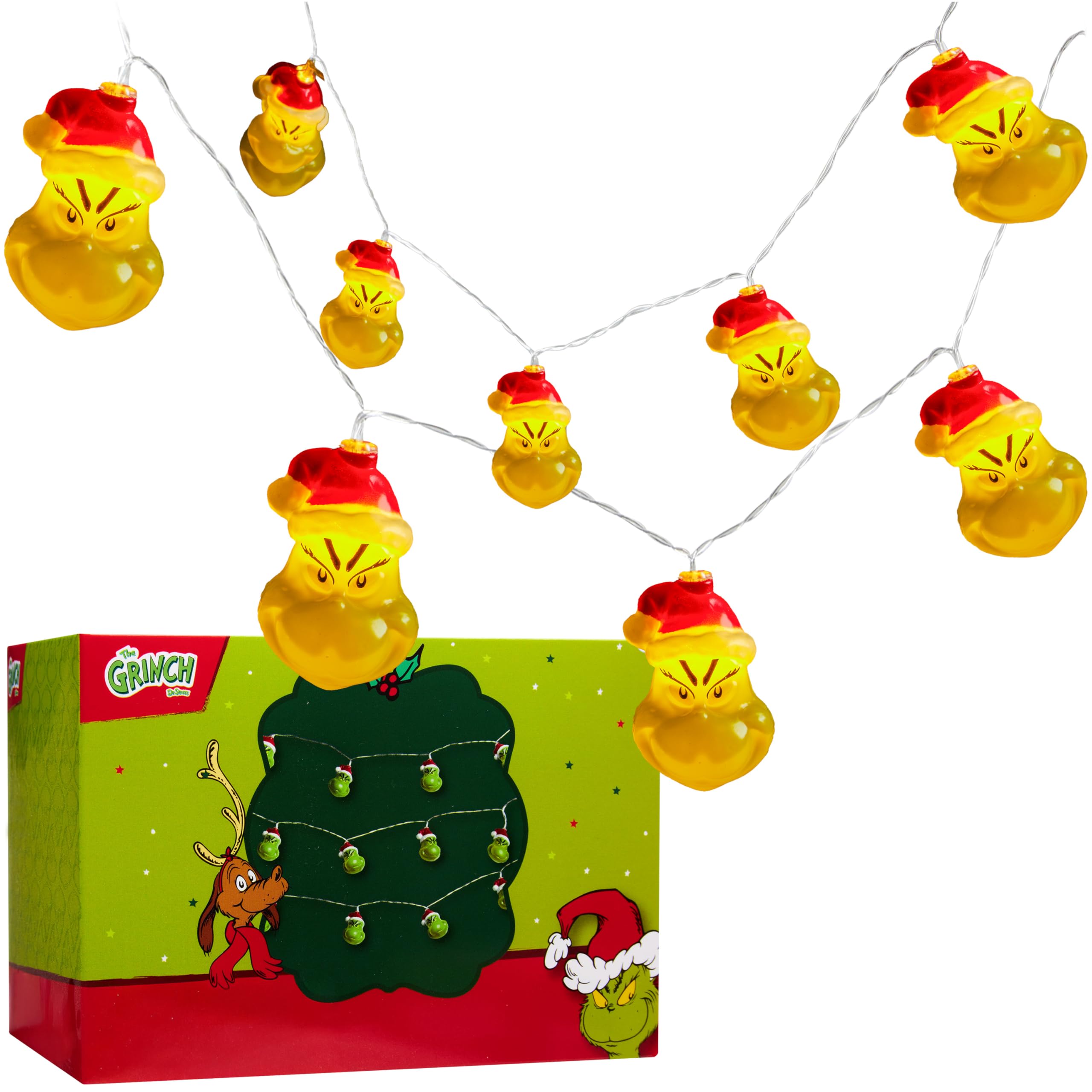 The Grinch 3D String Lights - Green LED - Battery Operated - Indoor Holiday Decor