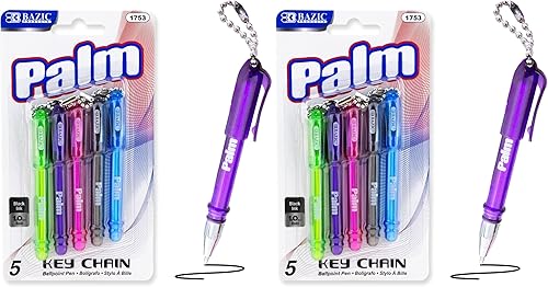Vista 8 de BAZIC Products Bolígrafo Palm Mini bolígrafos con llavero, tinta negra de 0.039 in de punta gruesa, escritura suave, (5/paquete), 4 paquetes