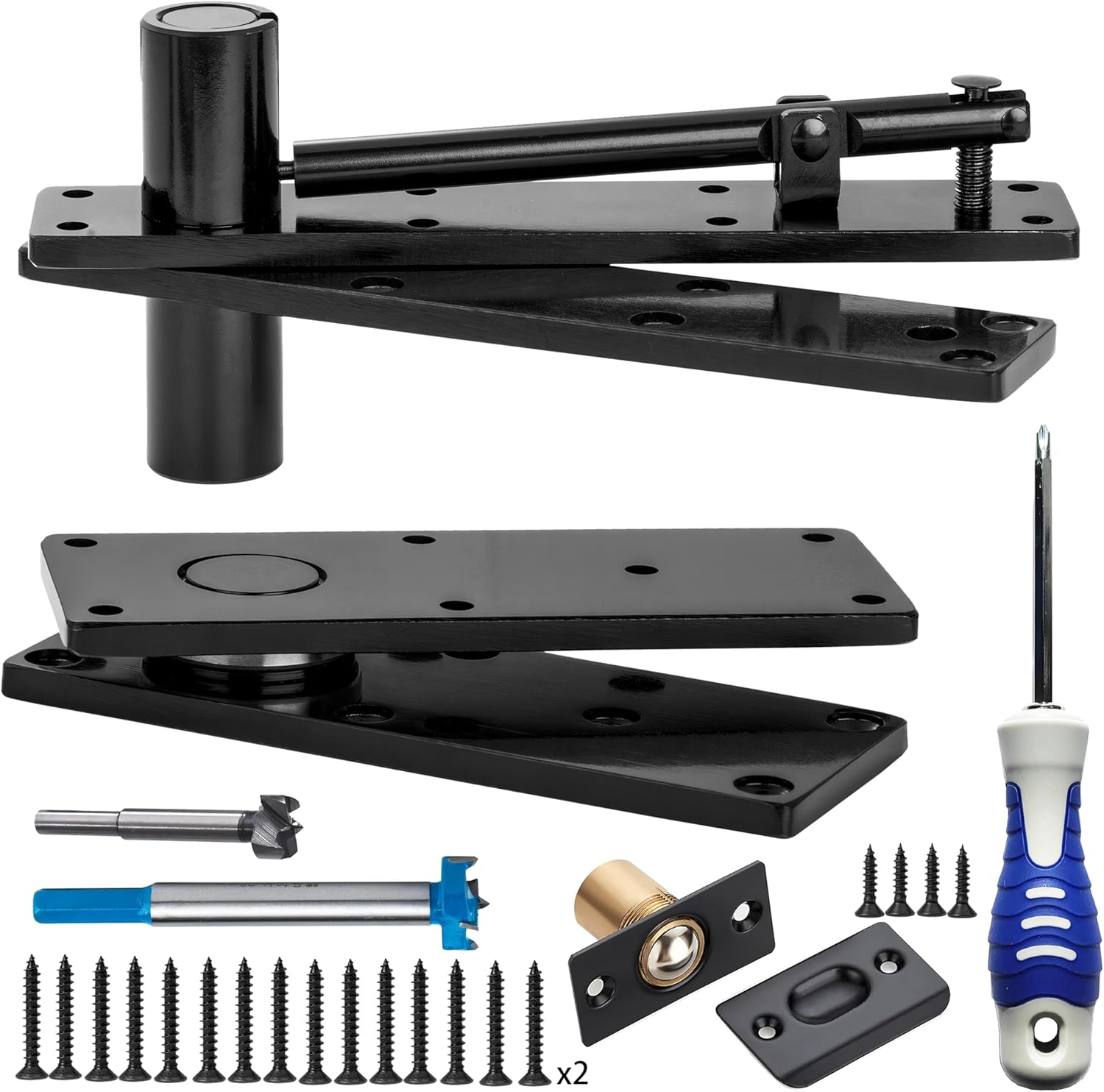 Hidden Door Hinge,870Lbs Load-Bearing，Larger Thickened Solid Steel Structure - Heavy Duty 360° Swinging Pivot Hinge for Large Secret Doors, Bookcase, Murphy & Shelf Doors (Patent Pending)