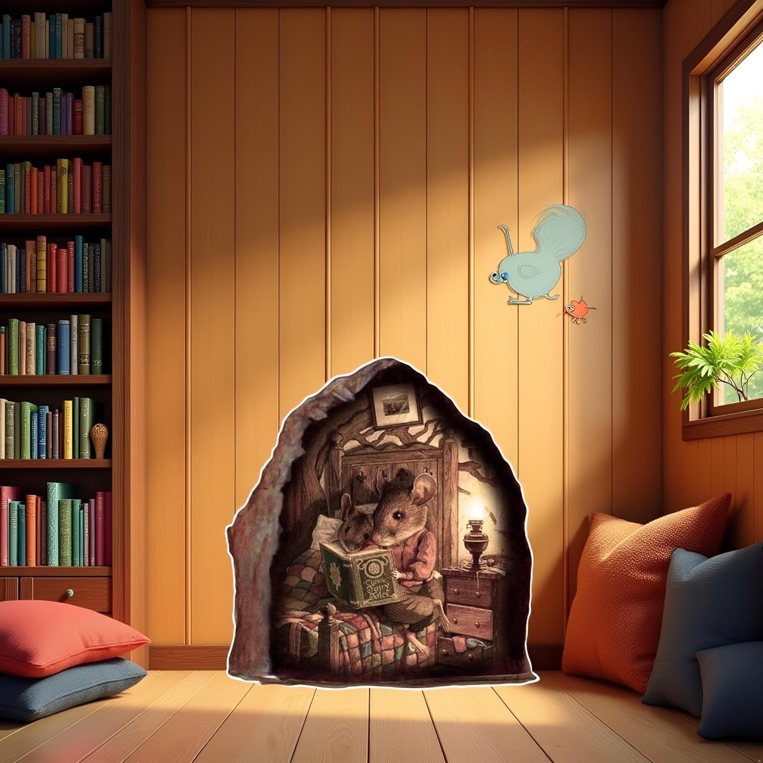 3D Mouse Hole Realistics Wall Sticker,Mouse in a Hole Wall Decal Fun Art,Water Proof Funny Wall Stickers for Bedroom Nursery Wall Décor,Paint,Walls Treatments and Supplies Stickers,Home Décor Accents