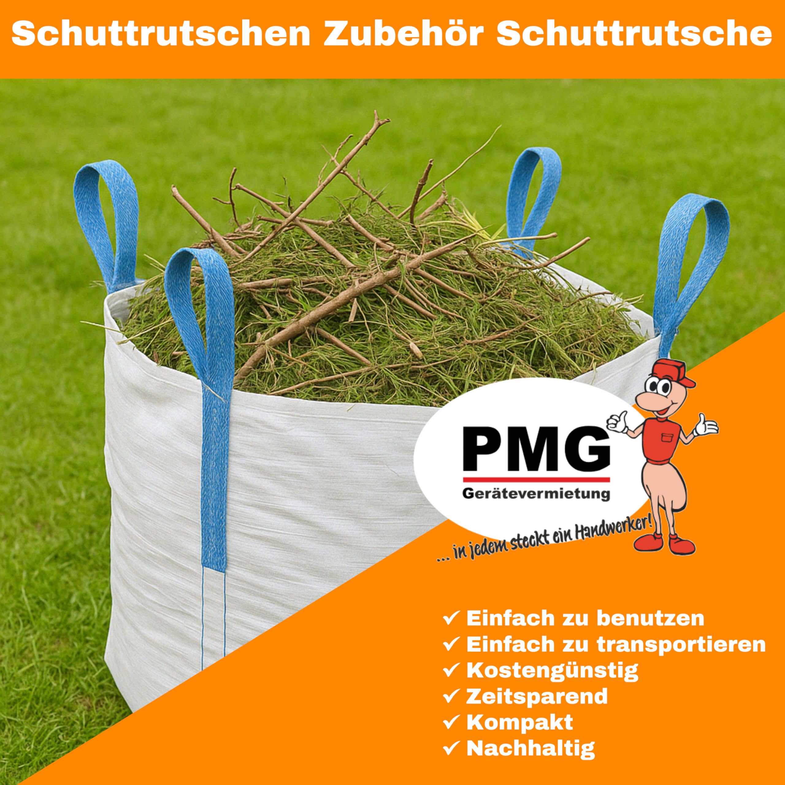 Big Bag 3 pezzi – 90 x 90 x 110 cm grande – alta stabilità fino a 1500 kg, smaltimento BigBags con 4 passanti