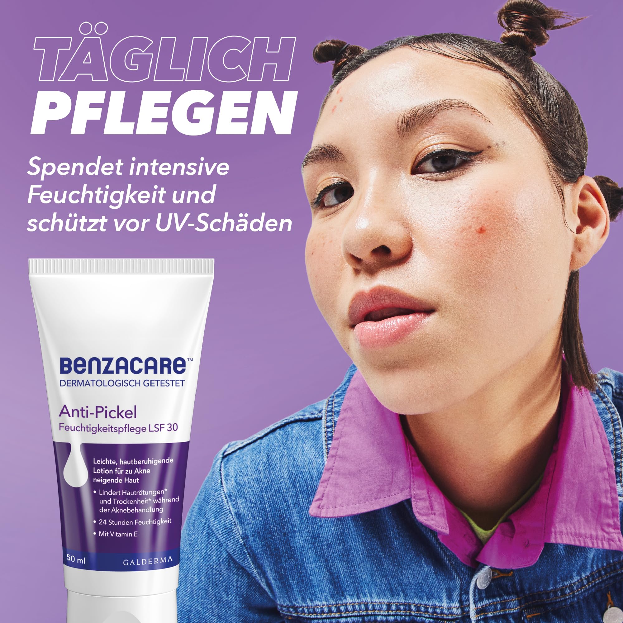 BENZACARE Anti-Pickel Set: Reinigungsgel (120 ml) + Power Patches Skin Repair (23 Stk) + Feuchtigkeitspflege LSF 30 (50 ml) - für zu Pickel neigende Haut, reduziert Rötungen & spendet Feuchtigkeit
