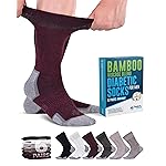Doctor\'s Select Bamboo Viscose Diabetic Socks for Men - 6 Pairs Crew Mens Diabetic Socks | Neuropathy Socks for Men | Black, White, Tan, Light Brown, Brown, Maroon