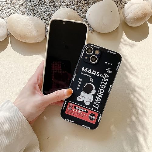 Miniatura 3 de Funda compatible con iPhone 13 Mini, diseño de cohete espacial de astronauta de dibujos animados, elegante parachoques de goma TPU suave,