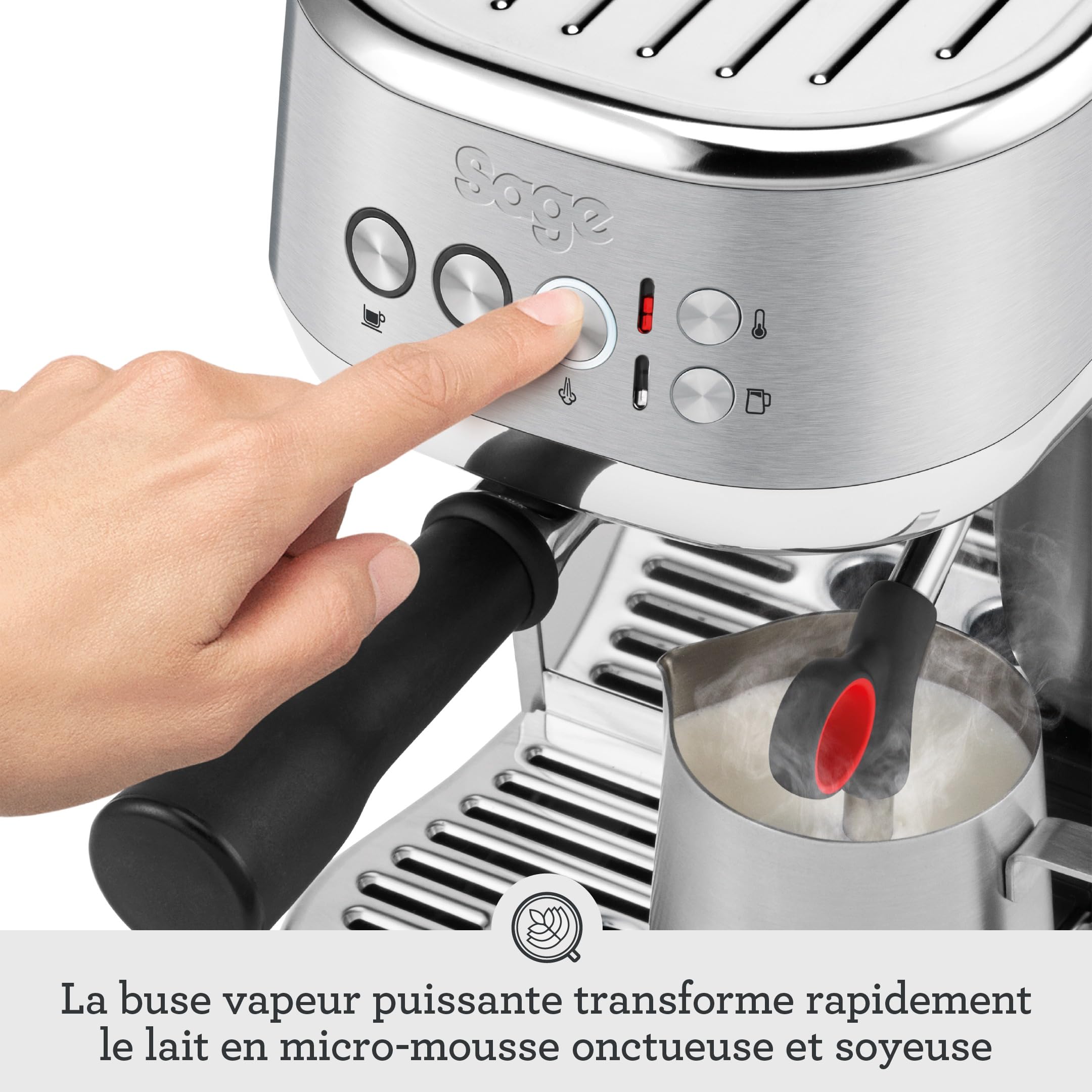 Sage - The Bambino Plus - Machine à Café Compacte avec Mousseur à Lait Automatique - 9 Bars, Réservoir 1,9L - Machine Expresso, 3 Réglages de Texture & Température - Acier Inoxydable Brossé