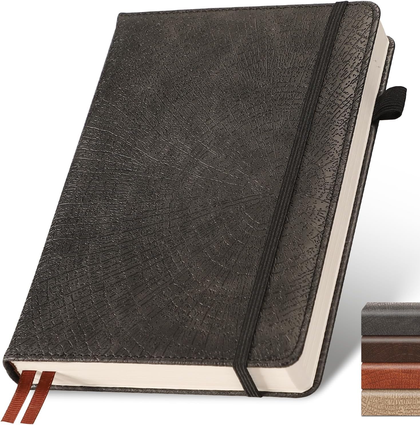Vintage-ledernotizbuch, A5, Liniert, 256 Dicke Seiten (14,5 X 21 cm), Ideal Für Tägliche Notizen, Schulhefte, Arbeit Und Kreative Ideen Black