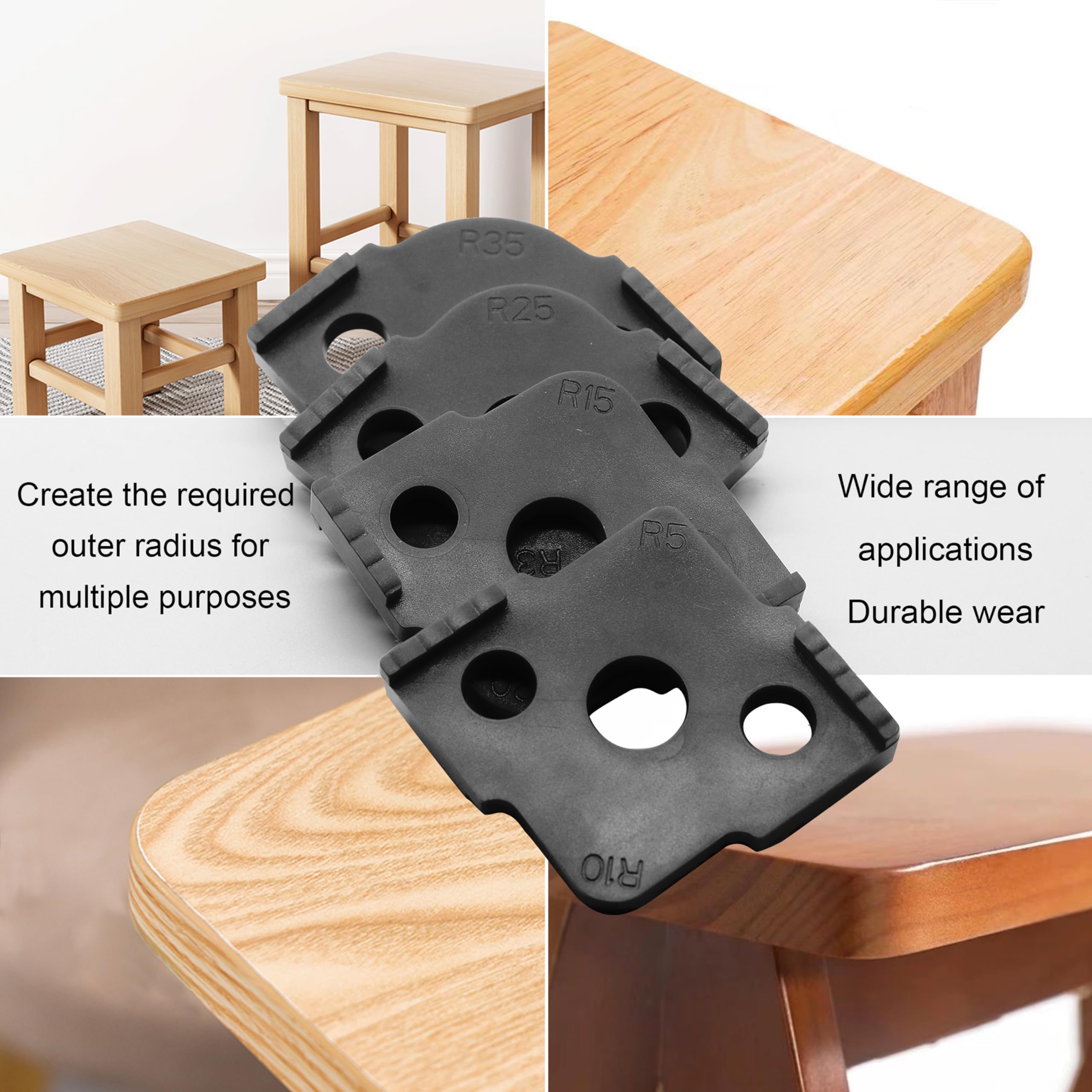 Promień Jig Router Szablony do frezowania promienia narożników czarny, klej do przetwarzania ABS i CNC o wysokiej twardości, frezowanie zaokrąglonych narożników szablony frezów, R5 R10 R15 R20 R25 R30