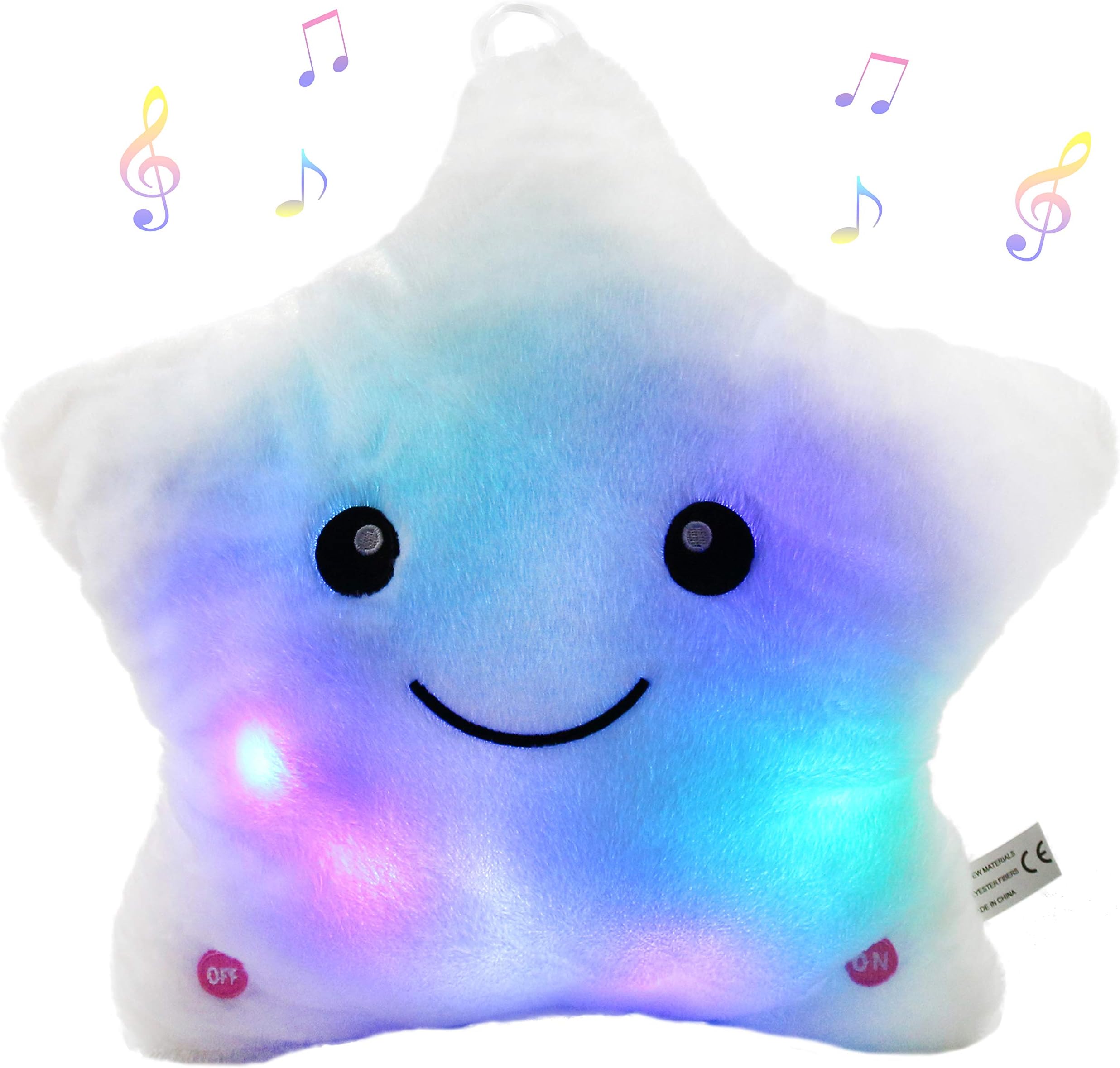 13'' Light up Musical Twinkle Star Plush Pillow, Soft Creative Lullaby Glowing Singing Star Plush Toy, Birthday for Kids Toddlers Boys Girls, White