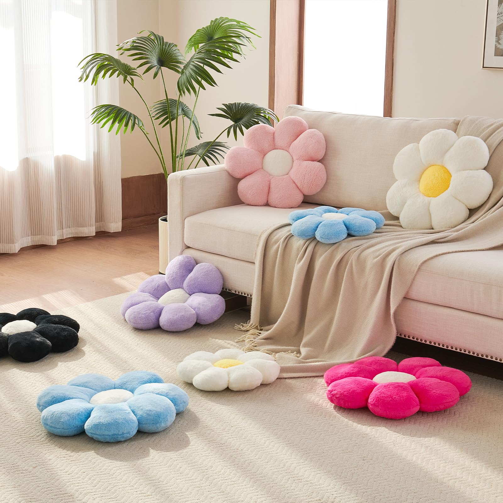 Xuyier Cute Daisy Shaped Pillows, 14.9