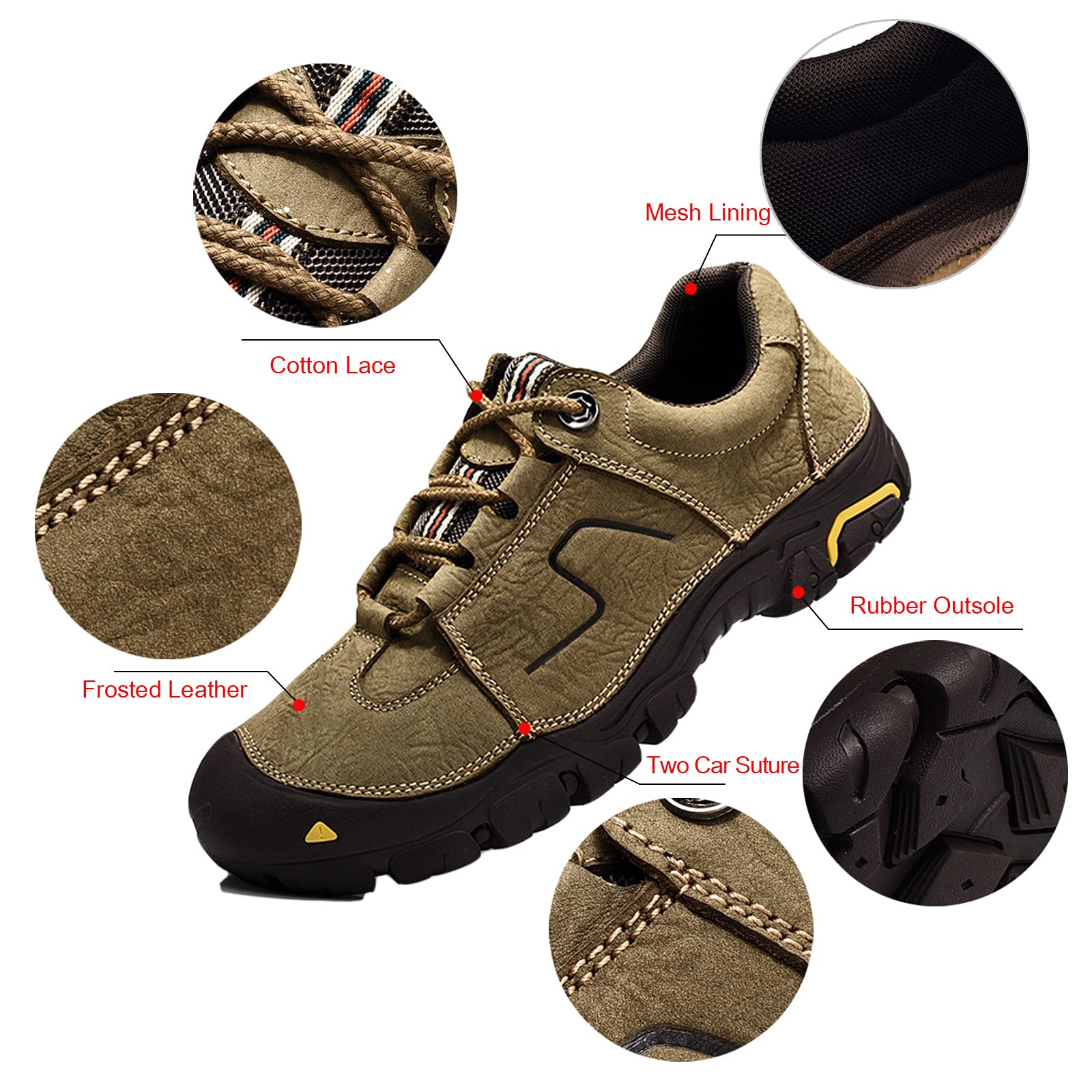 Zapatos Senderismo Cuero, Zapatos Casuales Caminar Hombres, Zapatos De Trekking De Montaña Antideslizantes con Cordones para Deportes Al Aire Libre para Todas Las Estaciones