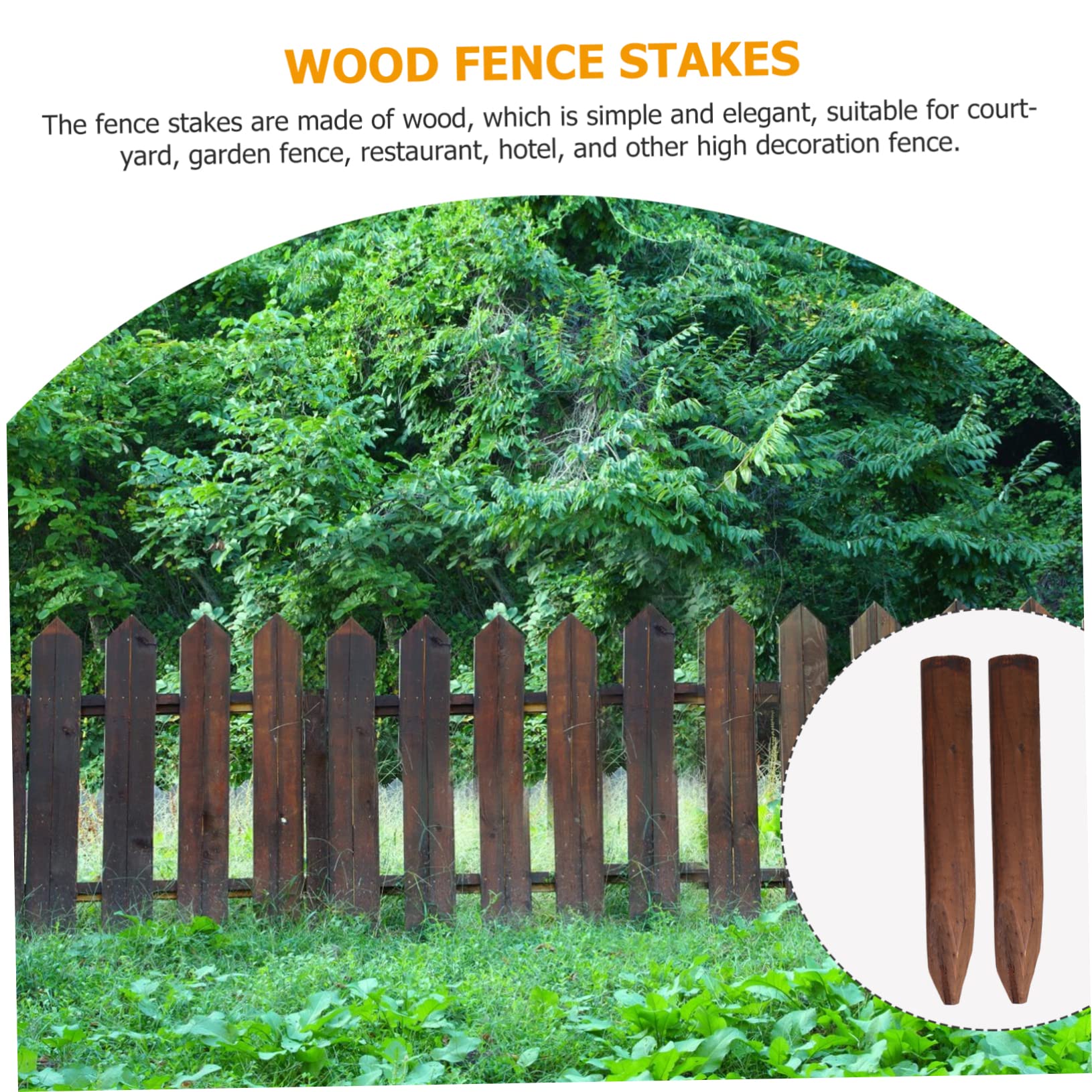 Abaodam Lot de 2 Piquets de Clôture en Bois Marron pour Jardin, Tuteurs Robustes pour Plantes et Petits Arbres, Chemins et Expositions