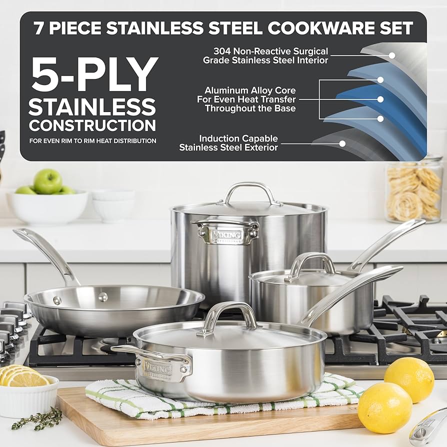 Amazon.com: Viking 5-Ply Pots and Pans Set, 7 Piece