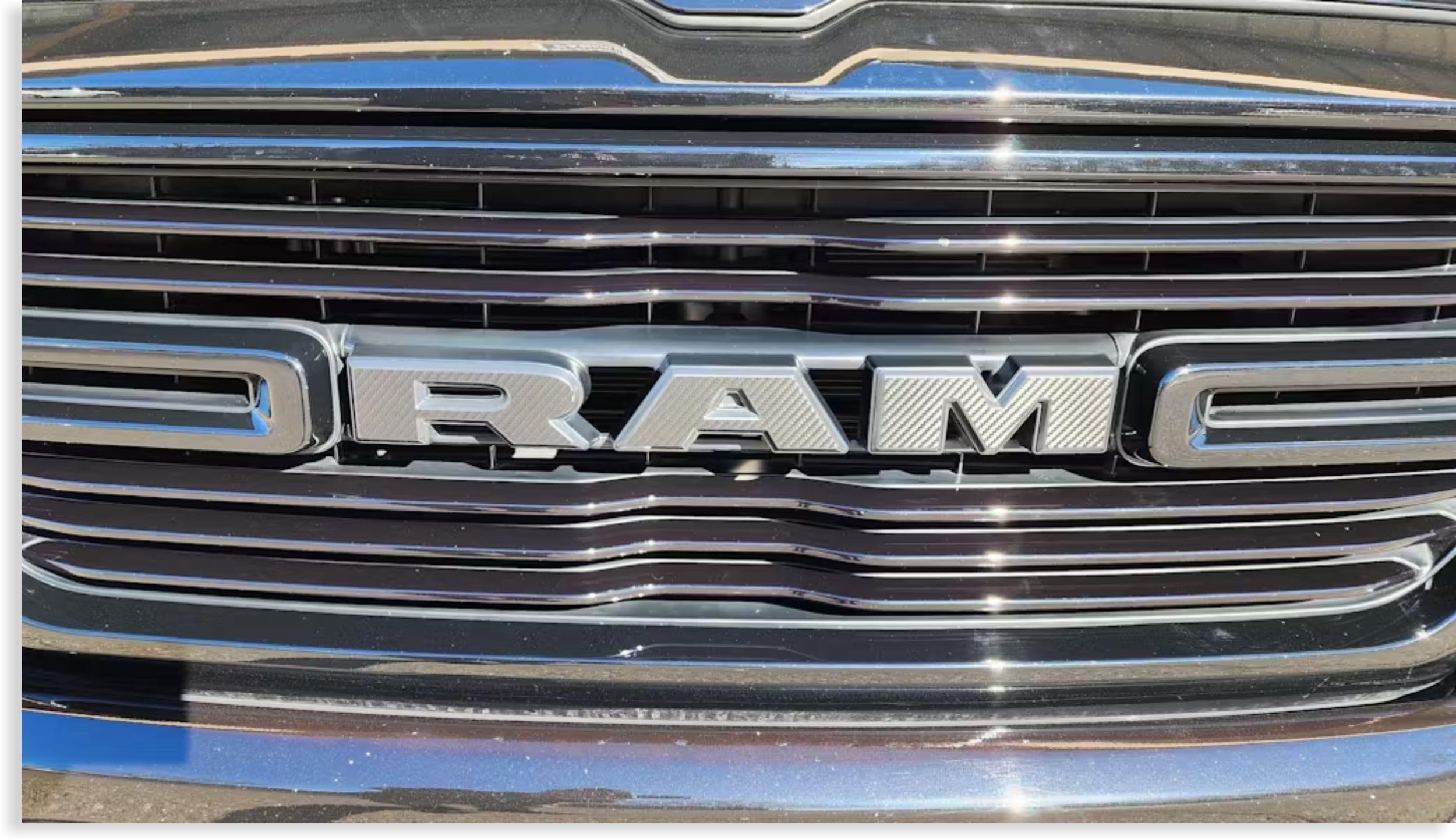 Reflective ConceptsRAM Grille Emblem Overlay Decal 2019-2024 Ram 1500, NOT for Classic or TRX (Color: Carbon Fiber)