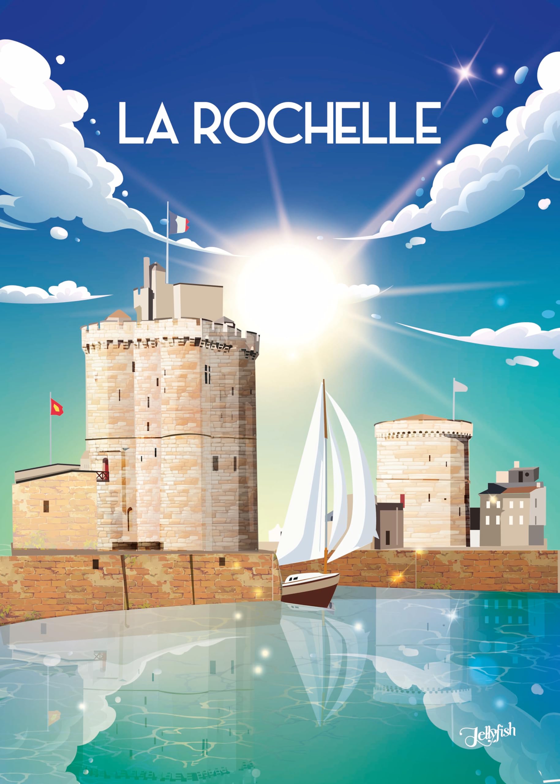Affiche La Rochelle de style vintage 50x70cm en papier mat 250g