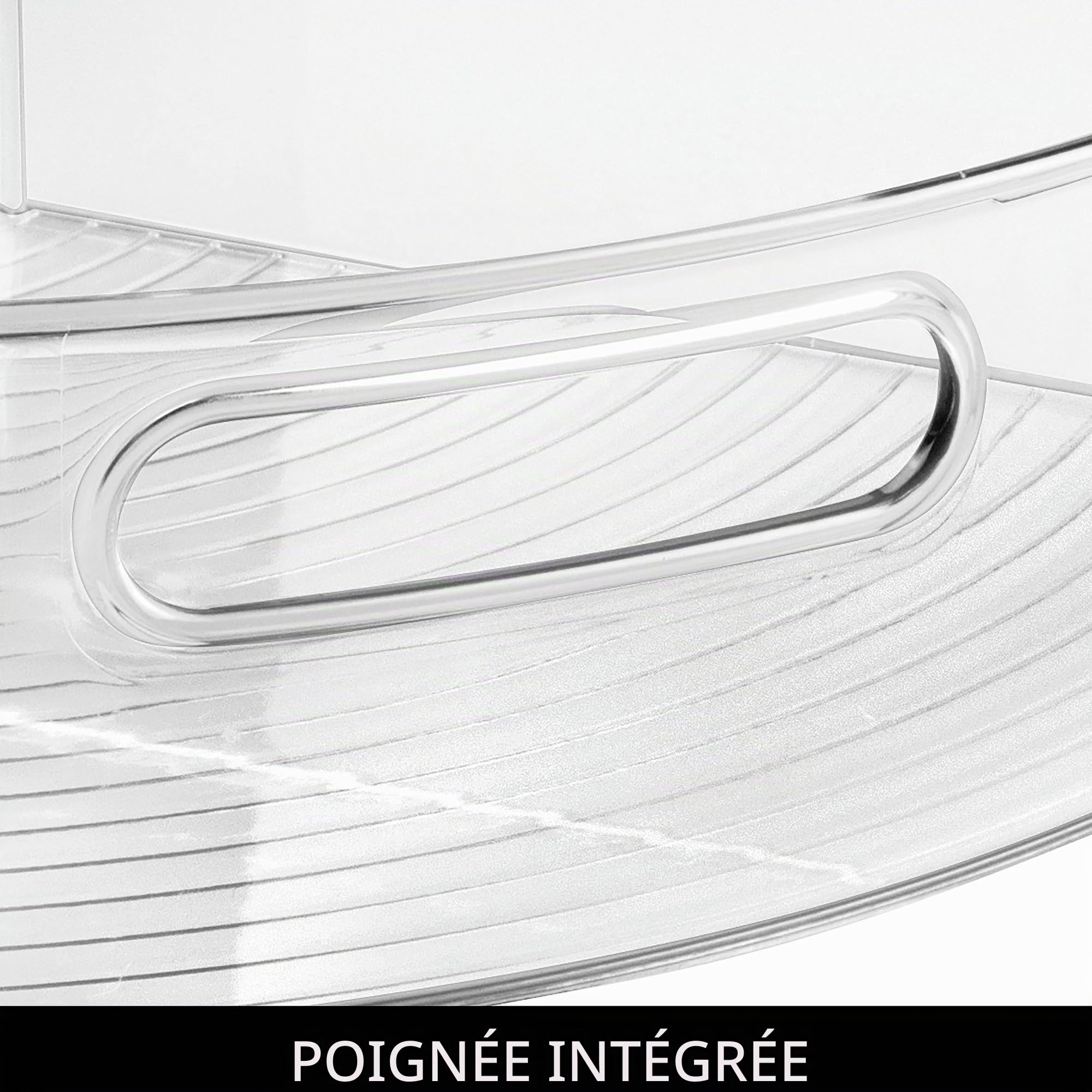 iDesign Lazy Susan Lot de 2 bacs de rangement d'angle avec poignée – Lot de 2 – Transparent