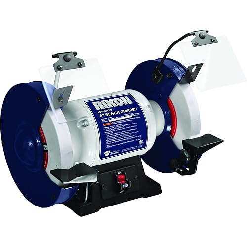 RIKON Professional Power Tools, 80-805, 8â€ Slow Speed Bench Grinder, Powerful Shop Table Tool, Perfect for Sharpening, With Anti-Vibration Rubber Feet